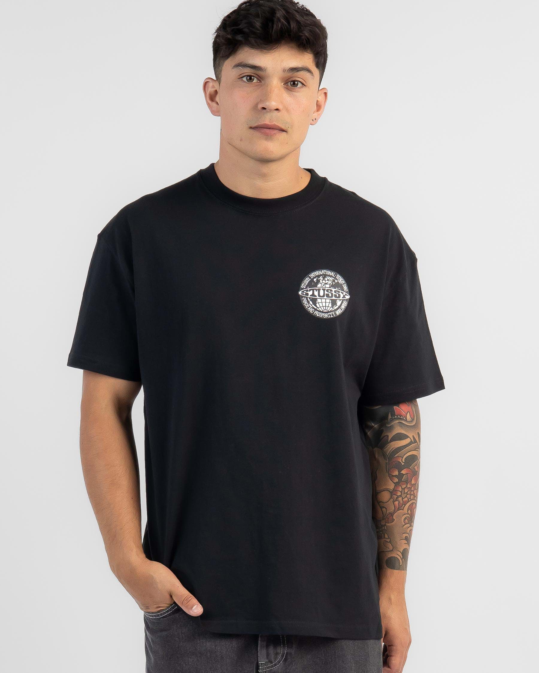 Shop Stussy Worldwide Dot T-Shirt In Black - Fast Shipping & Easy ...