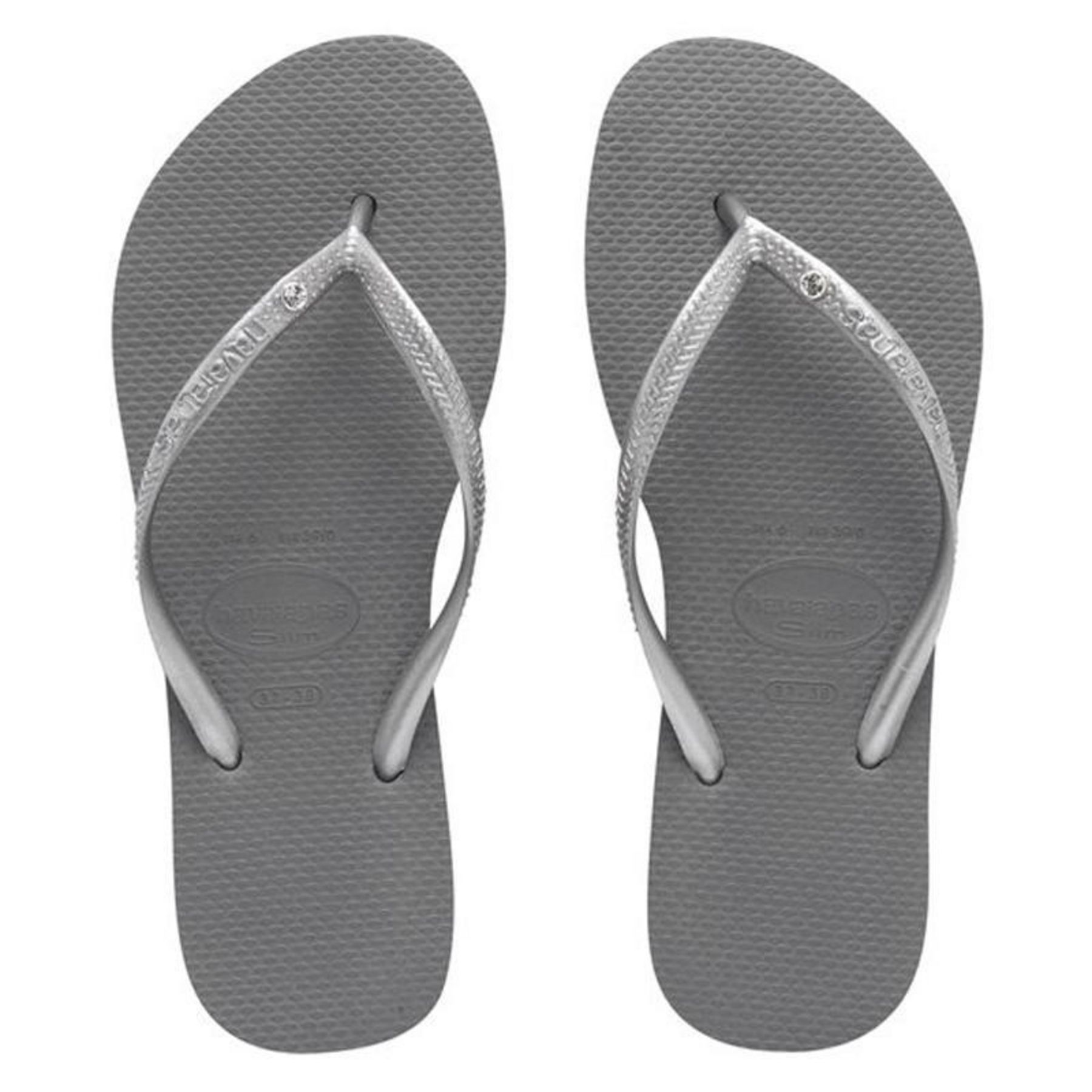 Havaianas Slim Metal Crystal Thongs In Steel Grey - Fast Shipping ...