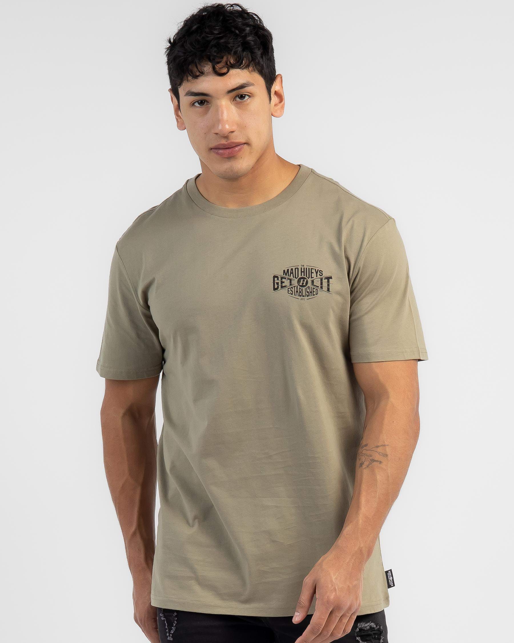 Shop The Mad Hueys Get Lit T-Shirt In Khaki - Fast Shipping & Easy ...