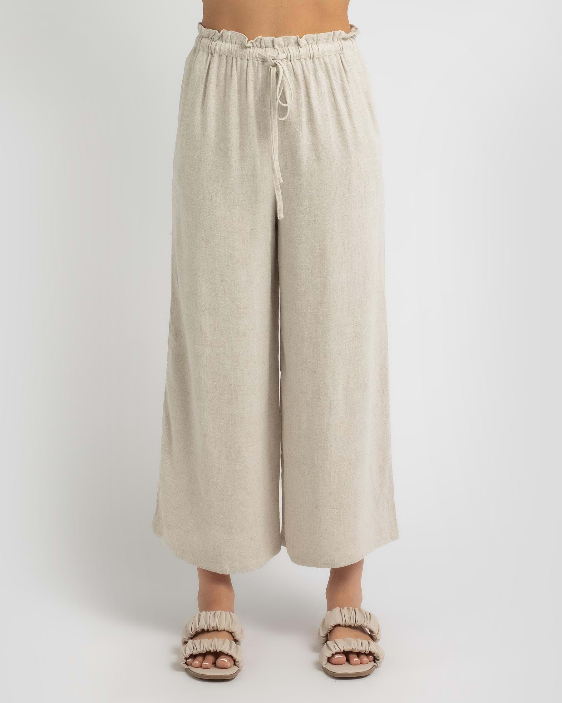 Shop Yours Truly Brielle Beach Pants In Beige - Fast Shipping & Easy ...