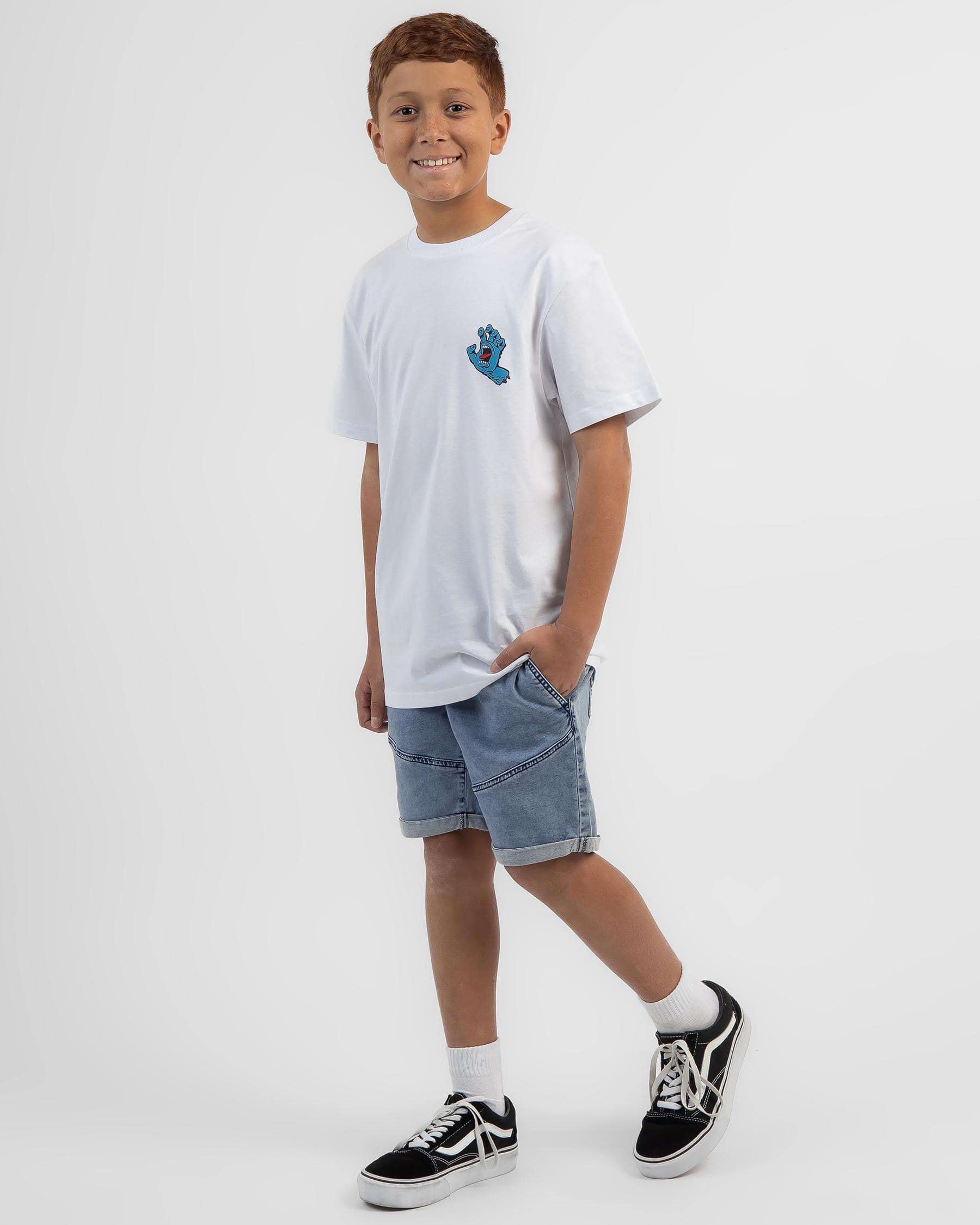 Shop Santa Cruz Boys' Screaming Hand T-Shirt In White - Fast Shipping ...