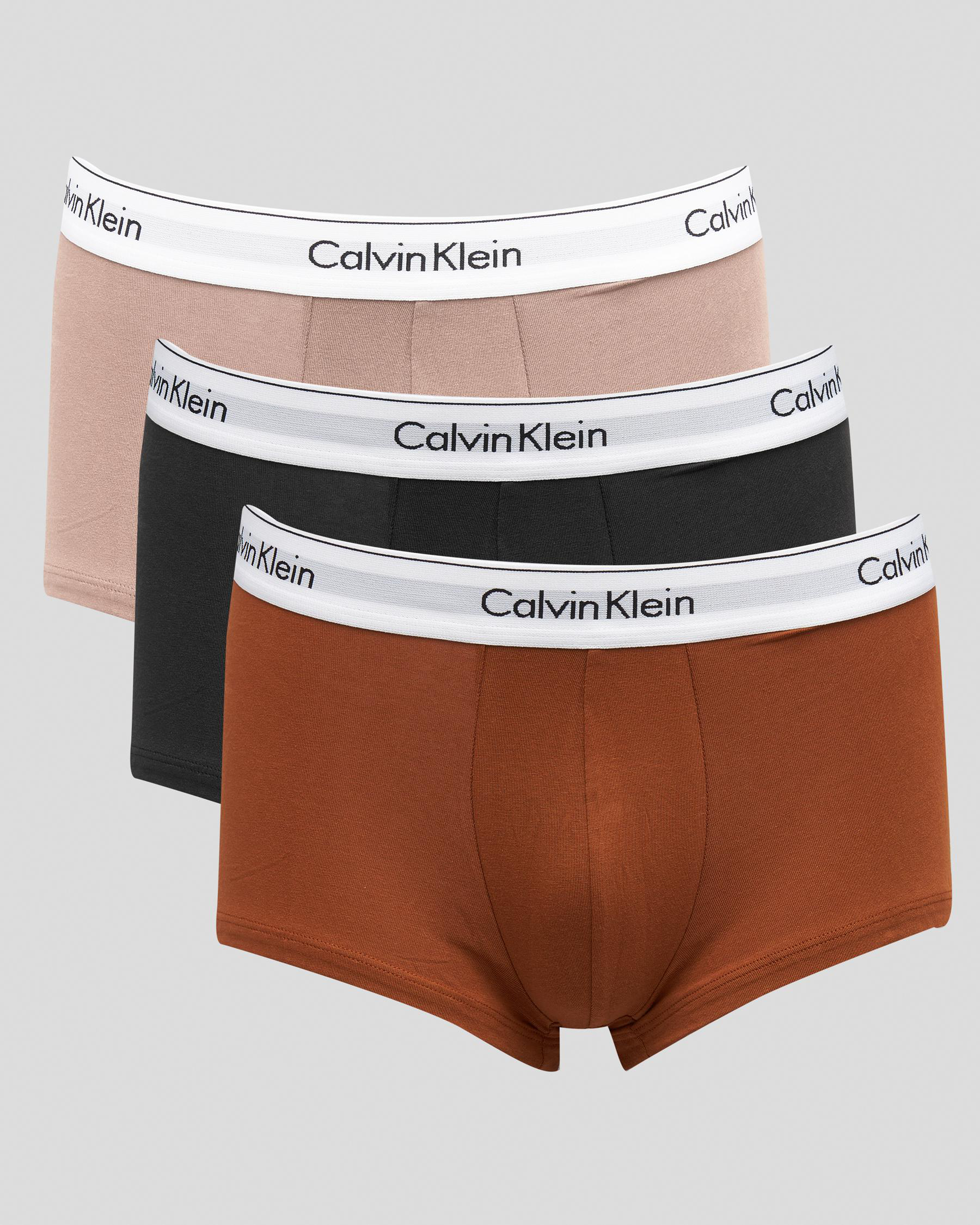 Calvin Klein Modern Cotton Stretch Low Rise Trunk 3 Pack In Black