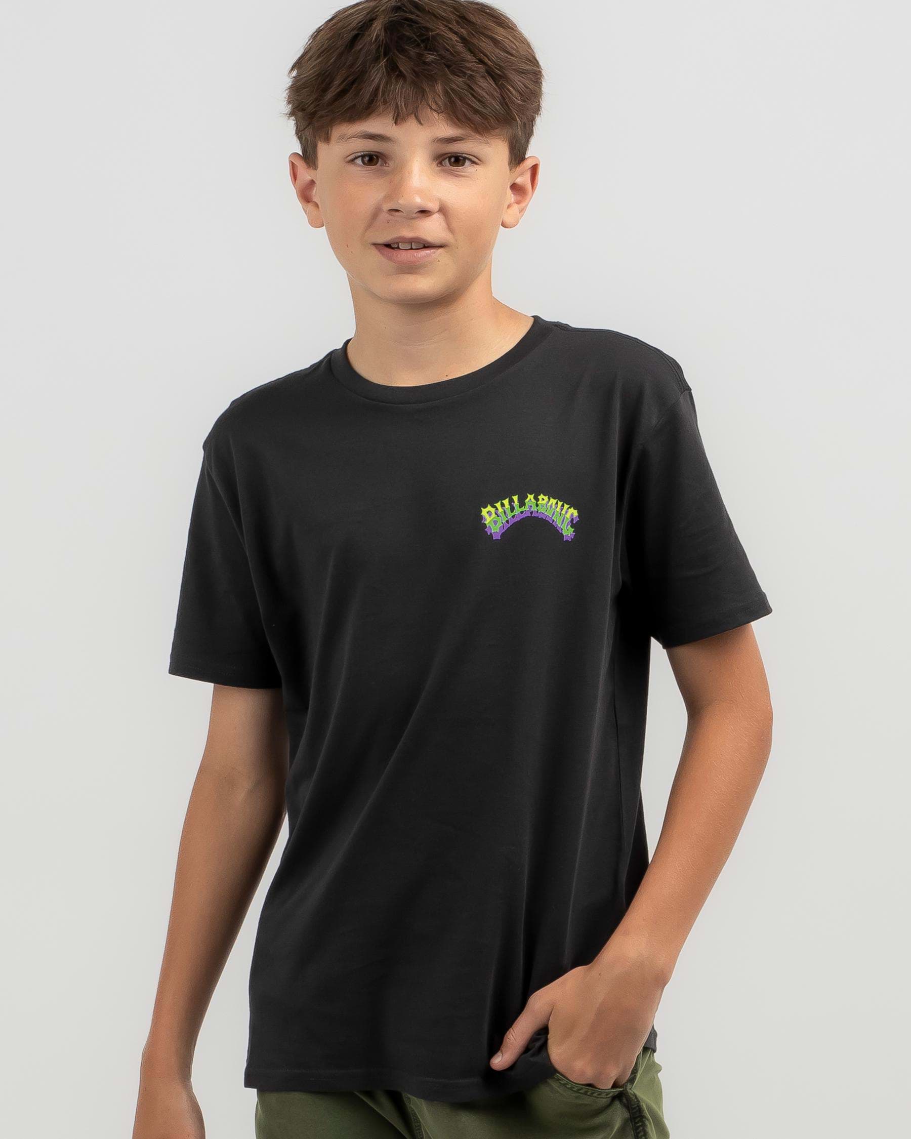 Shop Billabong Boys' Arch Wave T-Shirt In Washed Black - Fast Shipping ...
