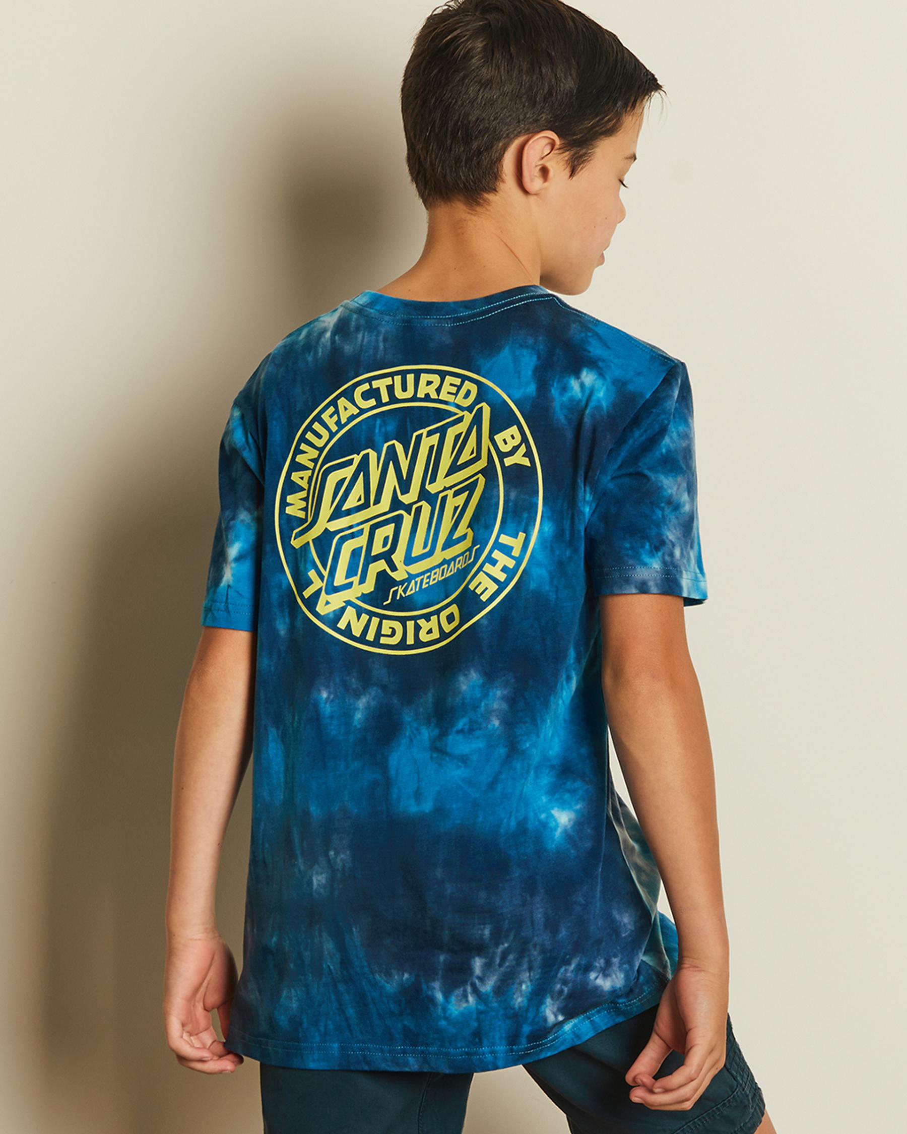 Shop Santa Cruz Boys' MFG Dot T-Shirt In Blue Tie Dye - Fast Shipping ...