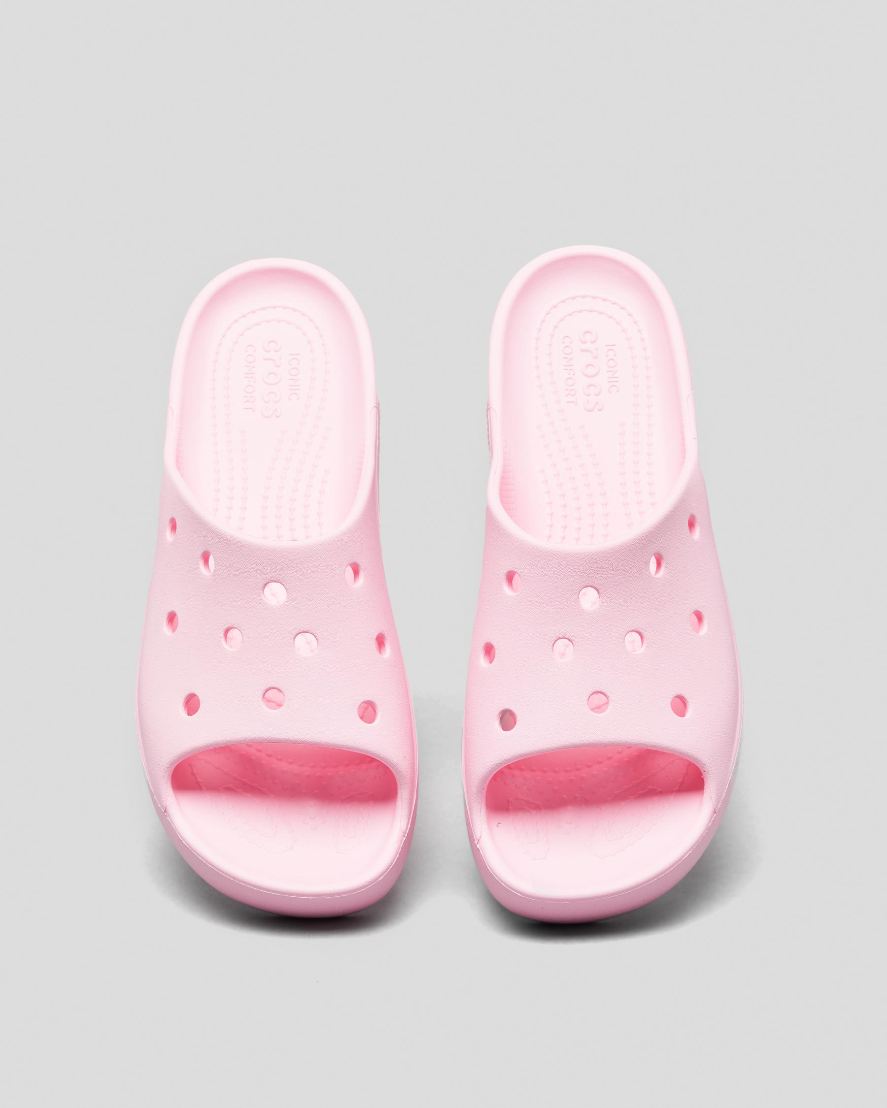 Shop Crocs Classic Platform Slides In Flamingo - Fast Shipping & Easy ...