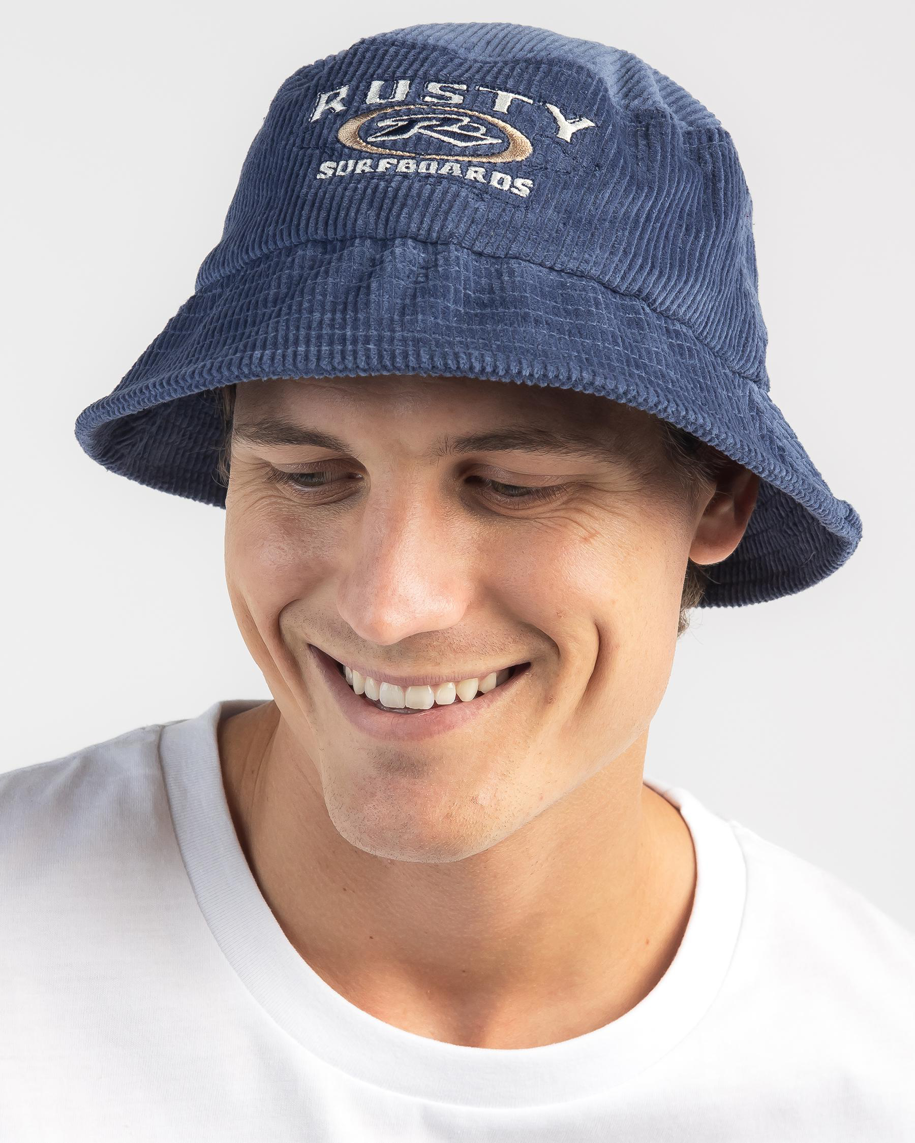 Shop Rusty Strung Out Cord Bucket Hat In China Blue - Fast Shipping ...
