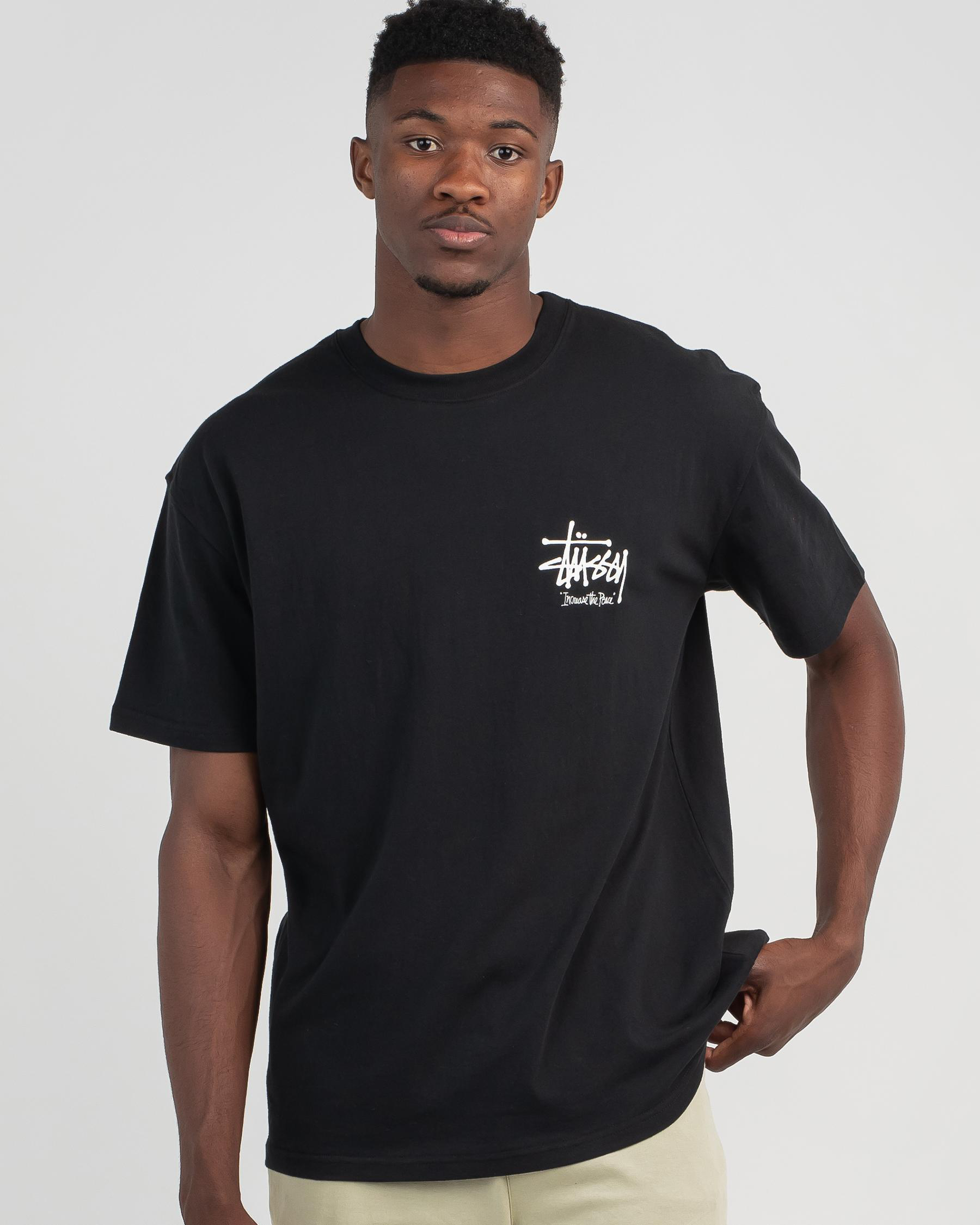 Shop Stussy Increase The Peace T-Shirt In Black - Fast Shipping & Easy ...