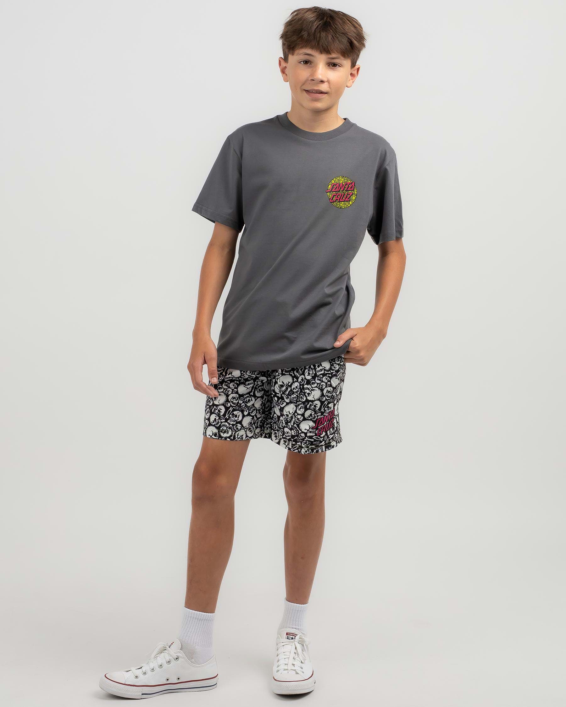 Santa Cruz Boys' Ossuary Dot T-Shirt In Charcoal - FREE* Shipping ...