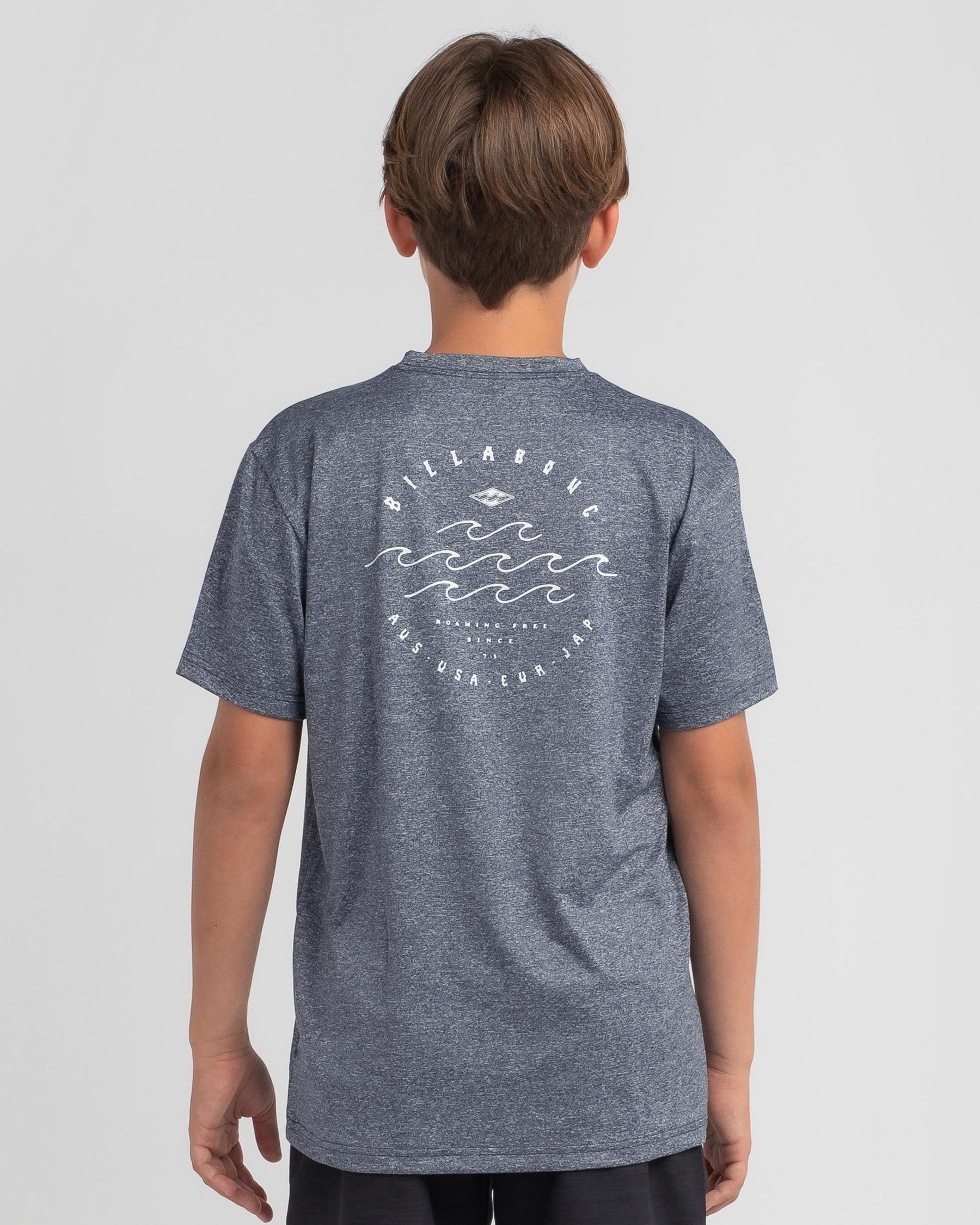 Billabong Boys' Wavey Davey Short Sleeve Rash Vest In Navy Heather ...