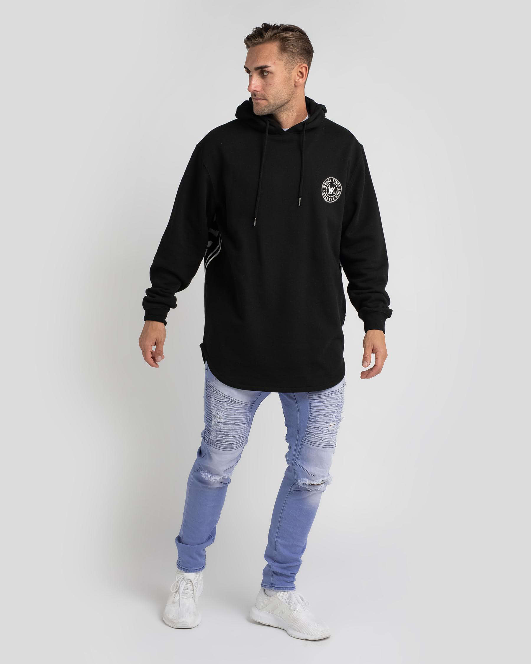 Wndrr Ornament Curved Hem Hoodie In Black - Fast Shipping & Easy ...