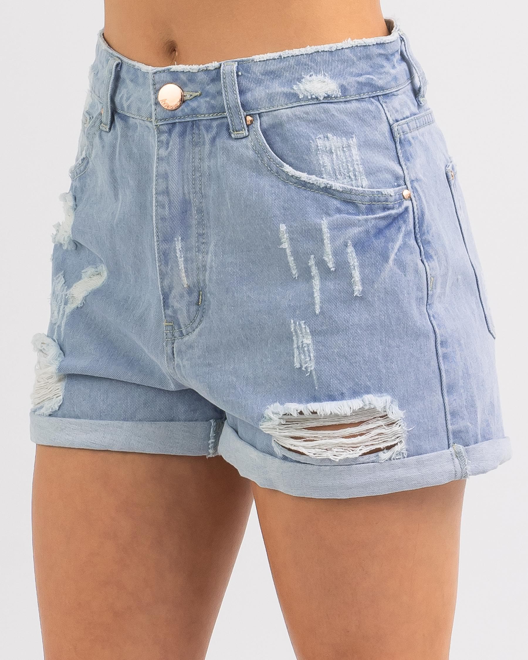 Ava And Ever Blondie Ripped Shorts In Mid Blue - Fast Shipping & Easy ...