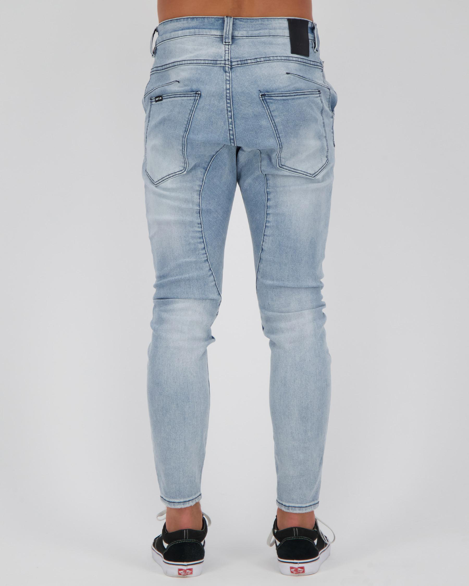 Shop Black Palms The Tapered Drop Crotch Jeans In Pacific Skies - Fast ...
