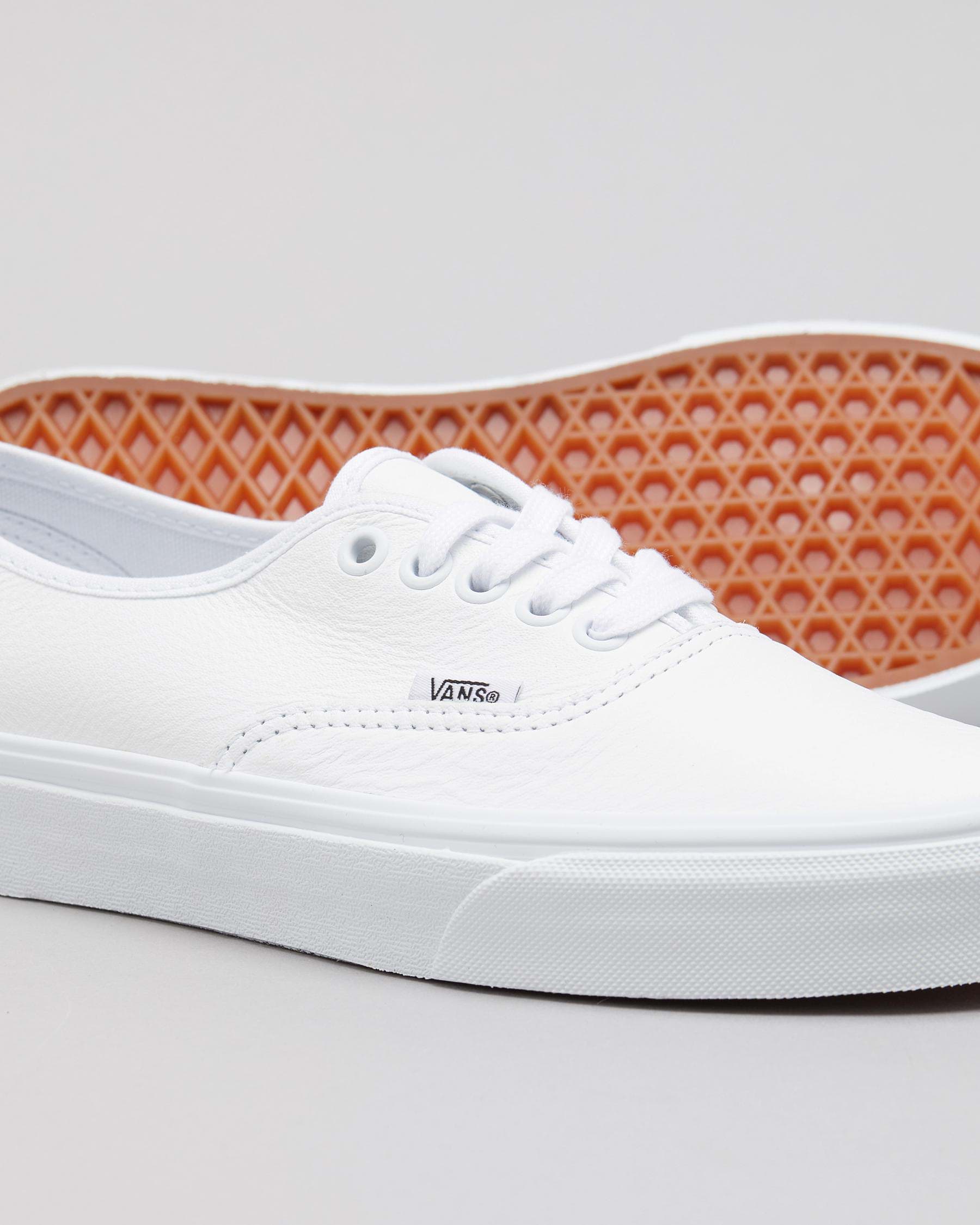 Shop Vans Womens Authentic Leather Shoes In White Mono - Fast Shipping ...