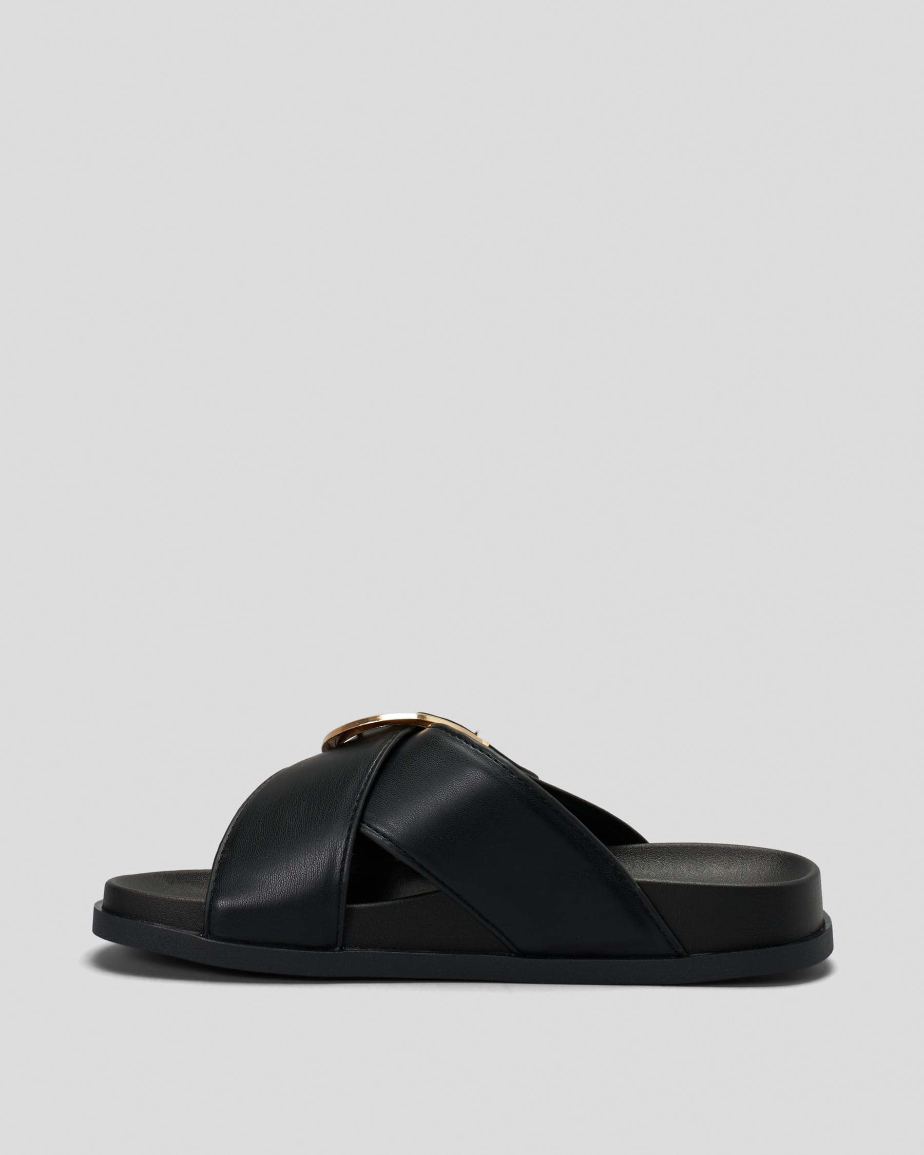 Shop Ava And Ever Prague Slide Sandals In Black - Fast Shipping & Easy ...