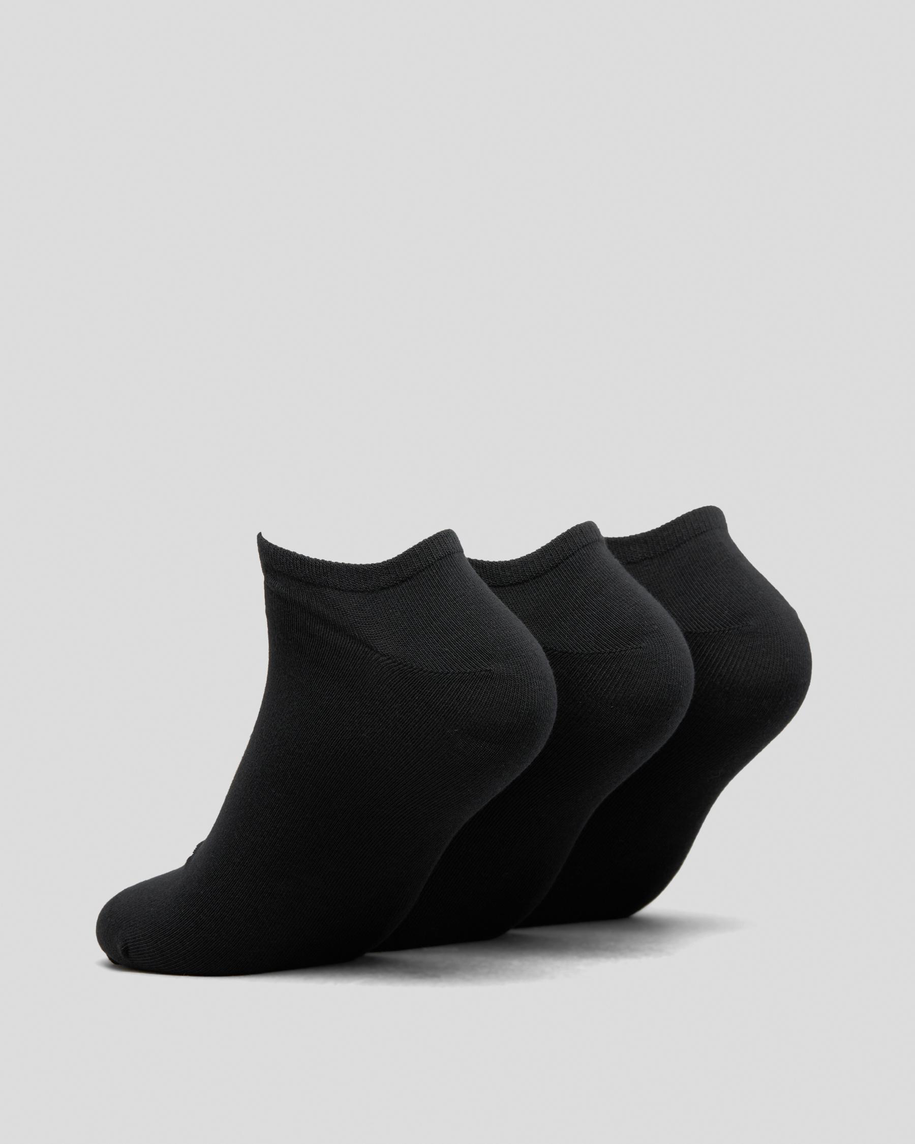 Shop adidas Trefoil Liner Socks 3 Pack In Black/black/white - Fast ...