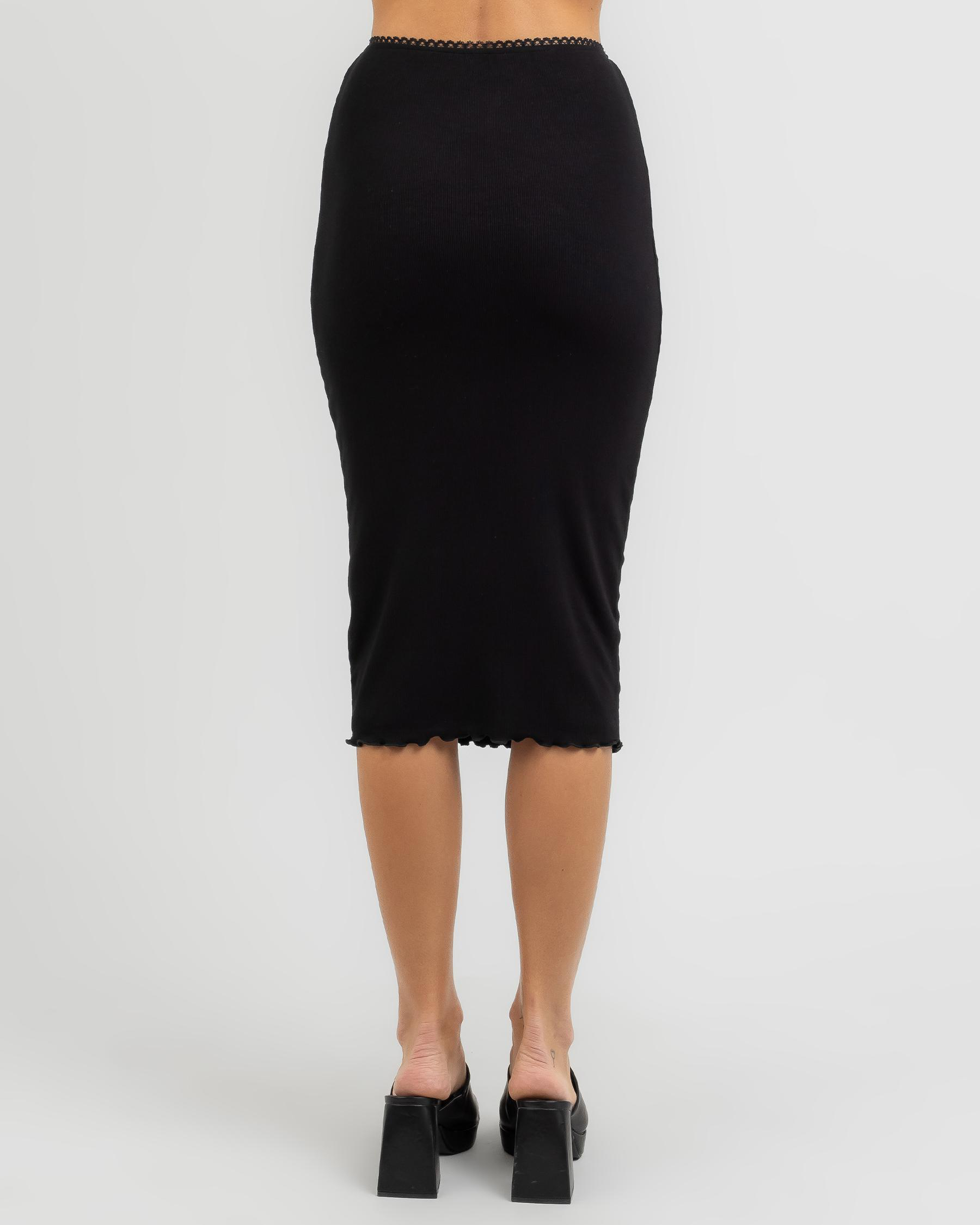Shop Mooloola Romantic Midi Skirt In Black - Fast Shipping & Easy ...