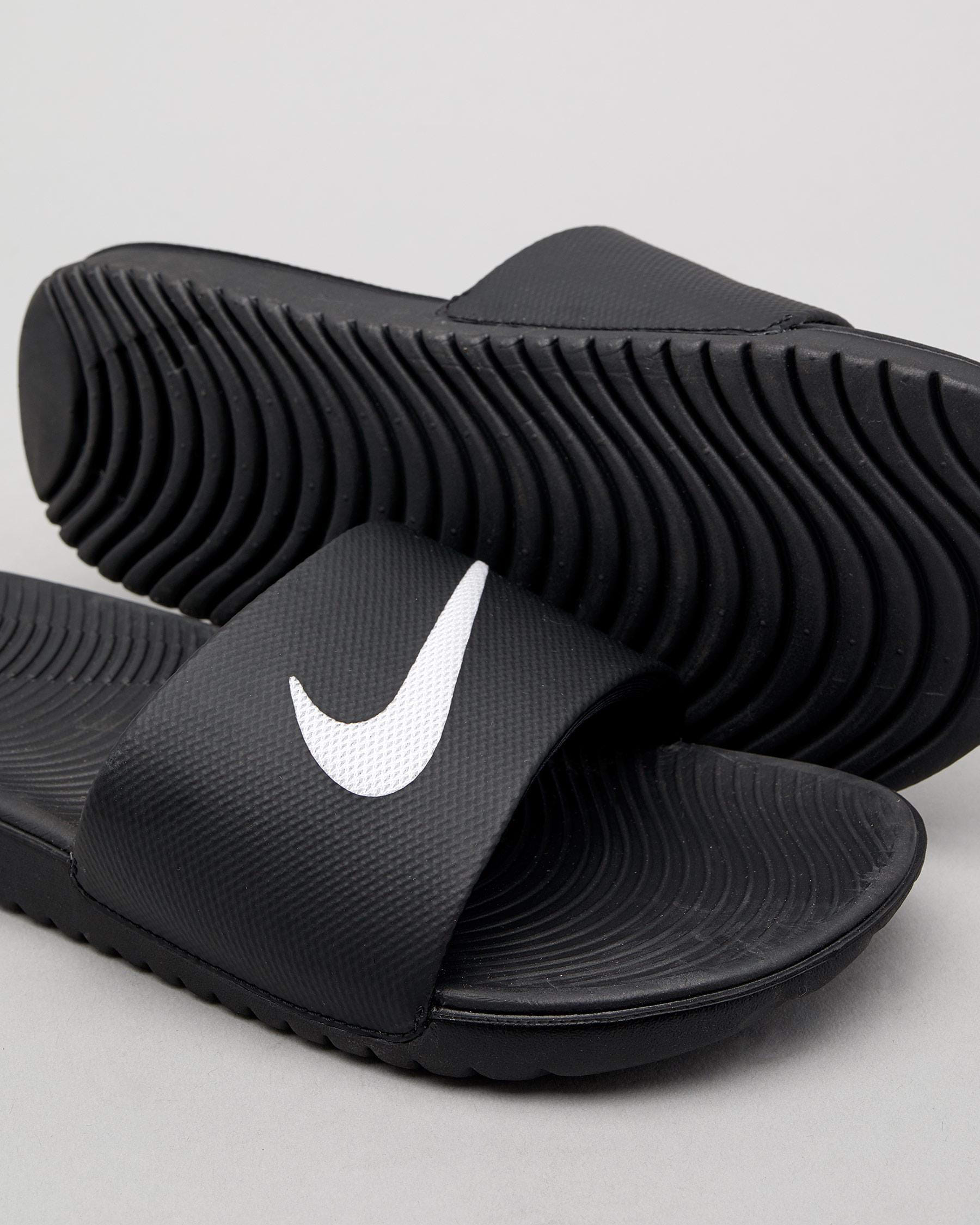 Shop Nike Girls' Kawa Slide Sandals In Black/white - Fast Shipping ...