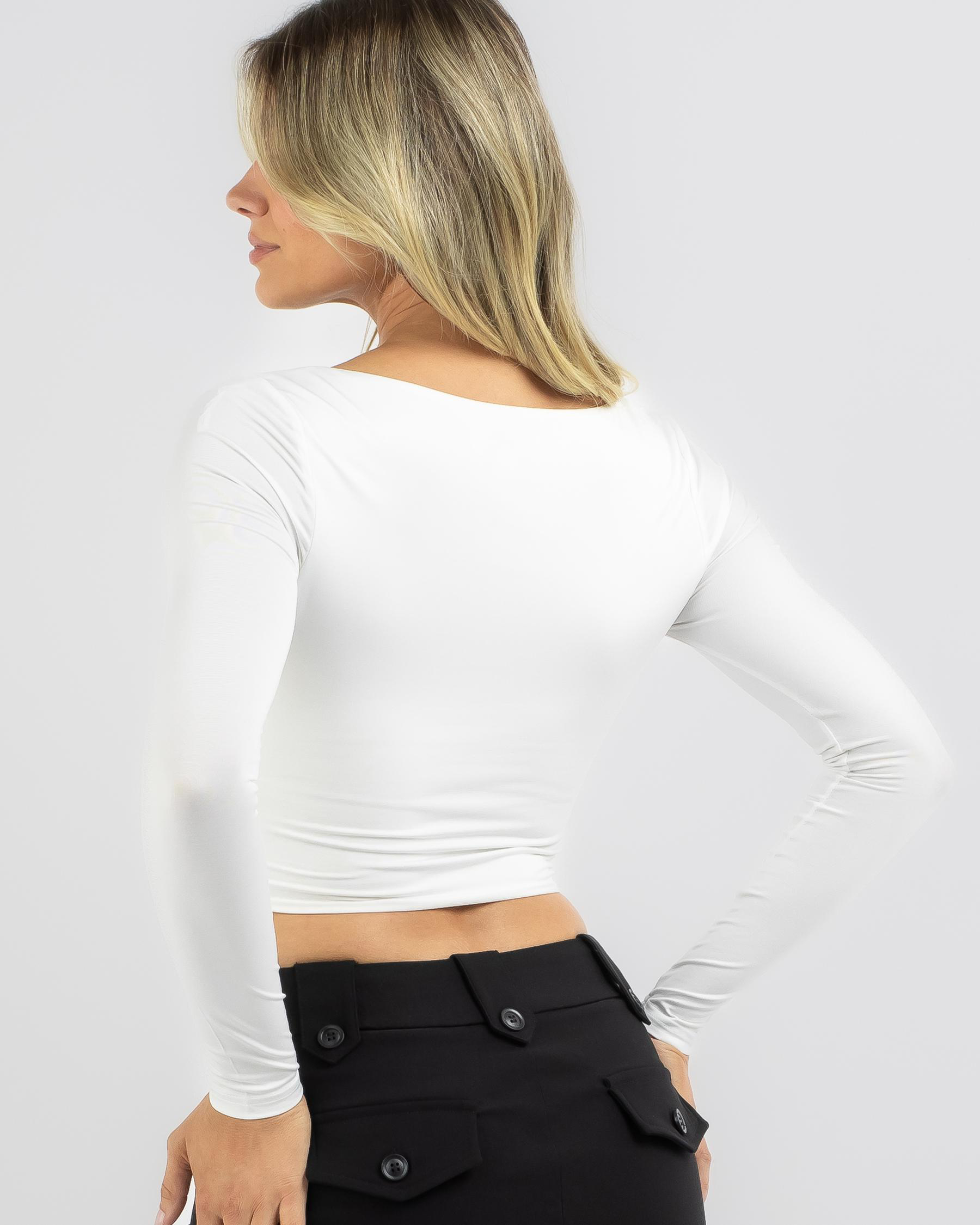 Shop Luvalot Dell Basic Square Neck Long Sleeve Top In White Fast Shipping And Easy Returns 2788