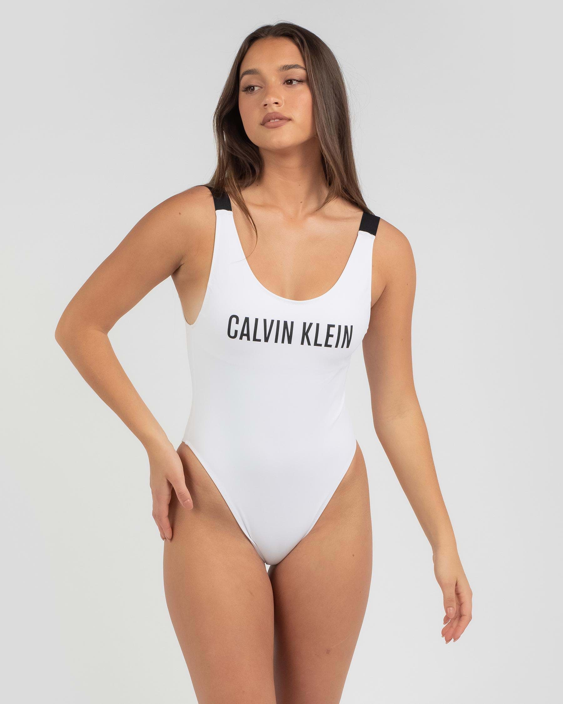 Calvin Klein Swimwear Intense Power Rib Scoop Back One Piece In