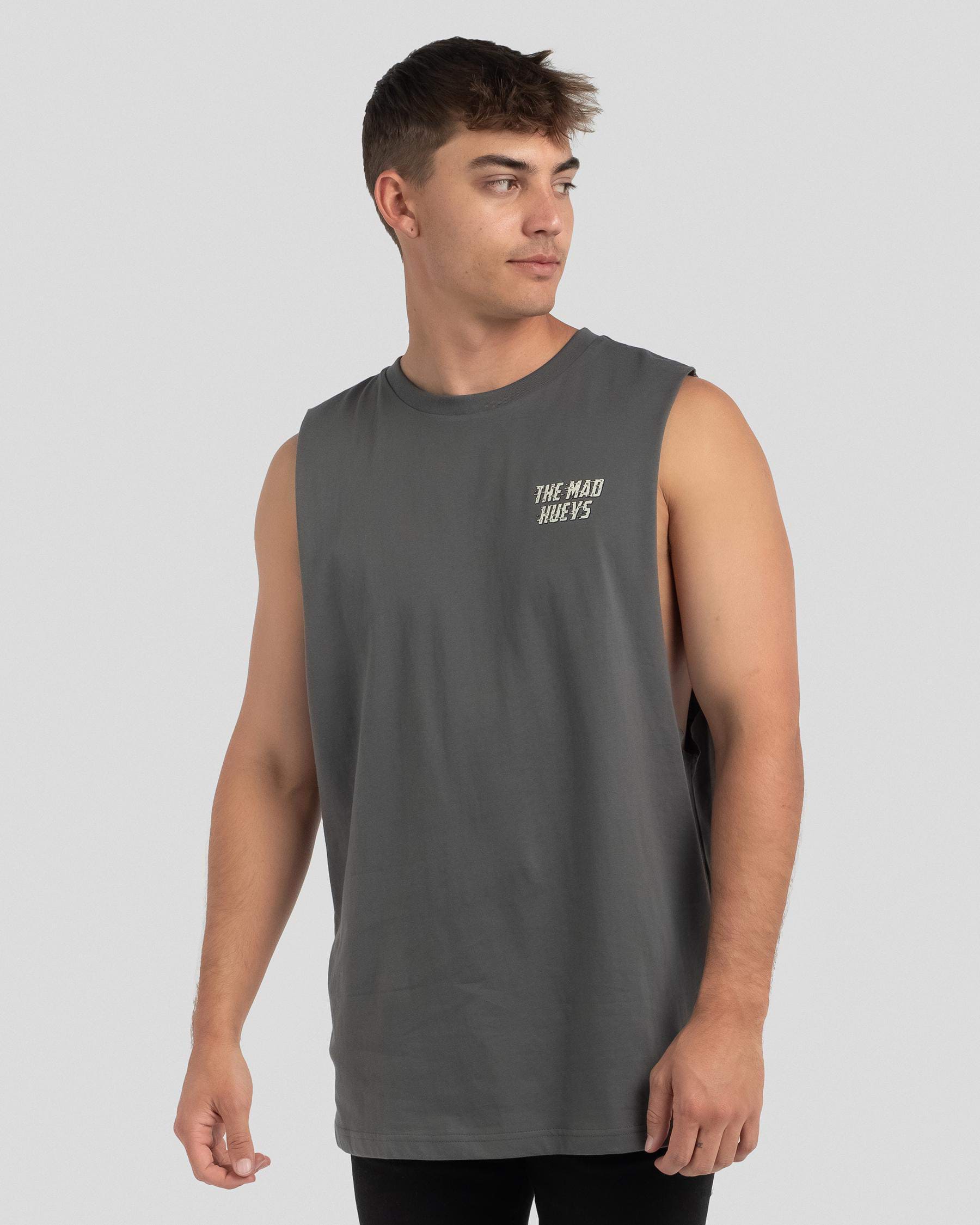 Shop The Mad Hueys Life Cycle Muscle Tank In Charcoal - Fast Shipping ...