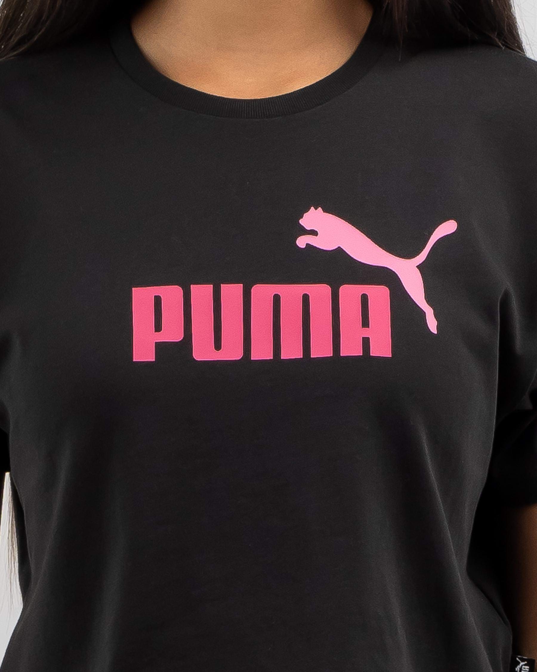 Shop Puma Girls' Logo Cropped T-Shirt In Black - Fast Shipping & Easy ...