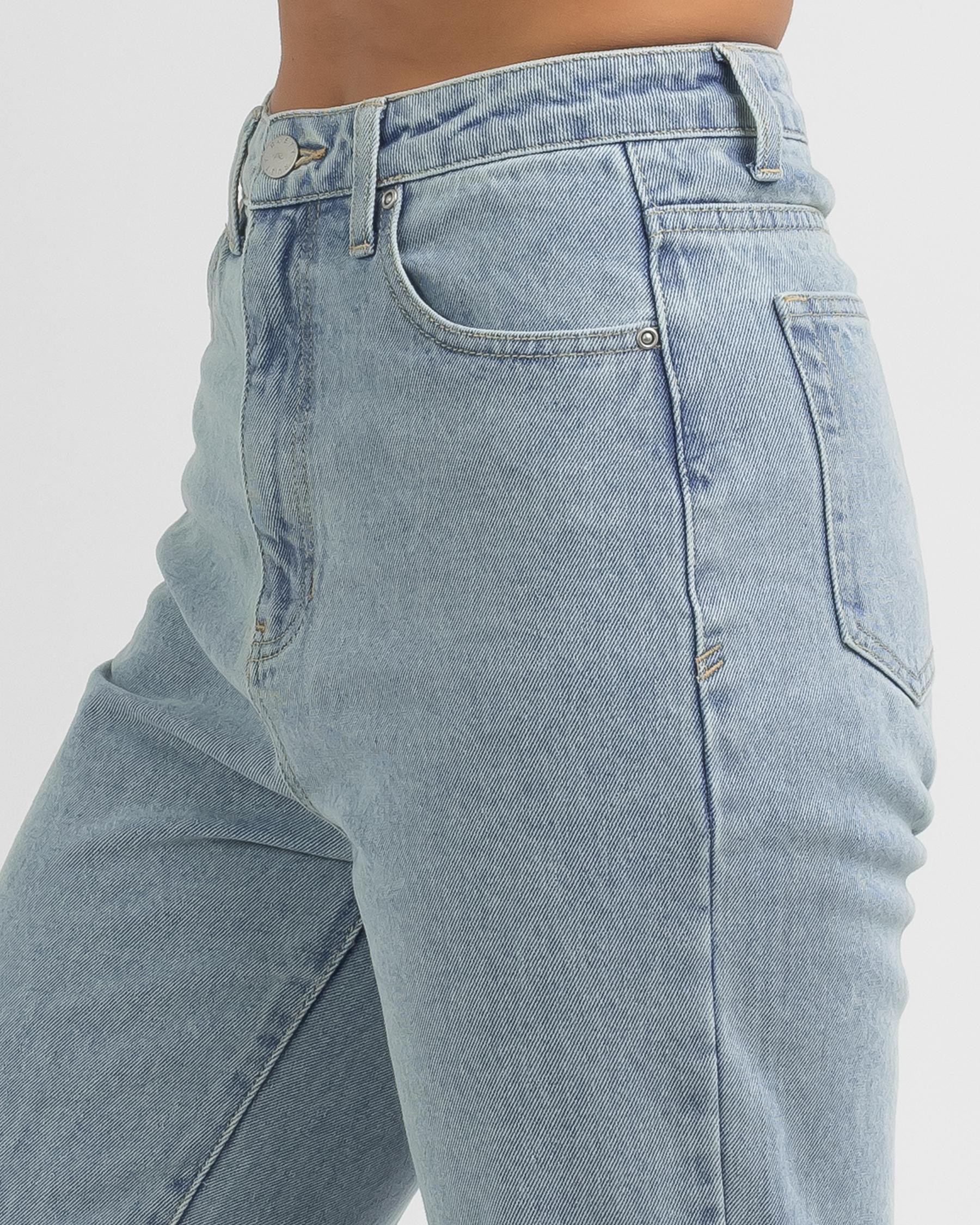 Shop Rusty High Waisted Wide Straight Jeans In Sky Blue - Fast Shipping ...