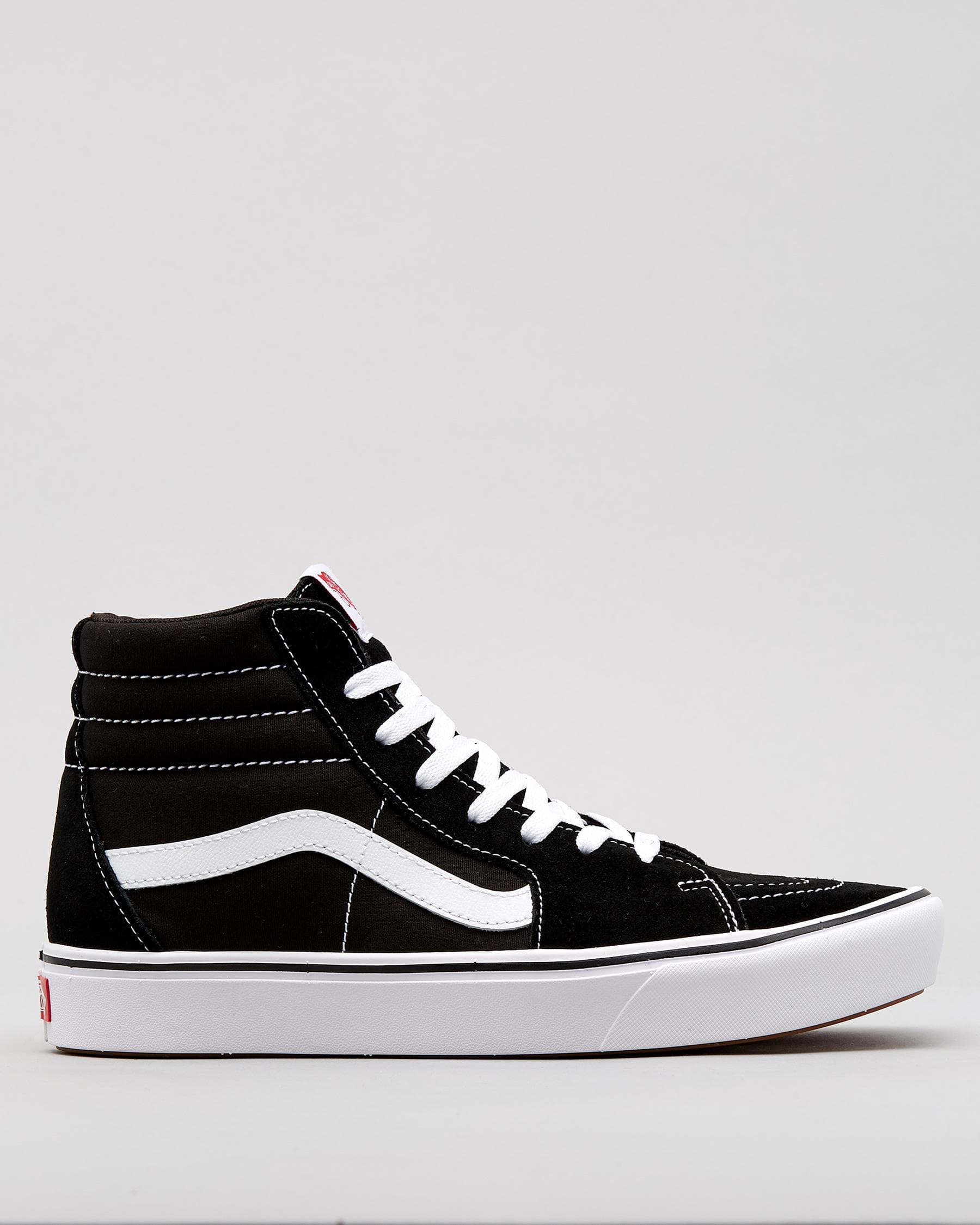 Shop Vans Sk8-Hi Comfy Cush Shoes In Black/white - Fast Shipping & Easy ...