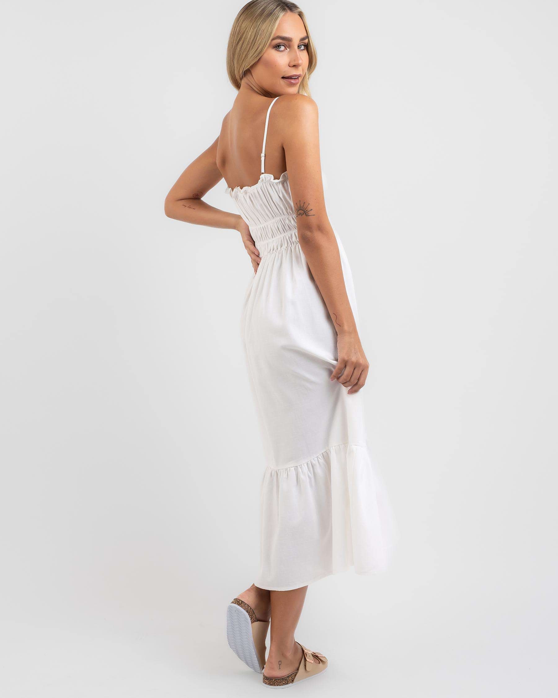 Shop Luvalot Kylen Midi Dress In White - Fast Shipping & Easy Returns ...