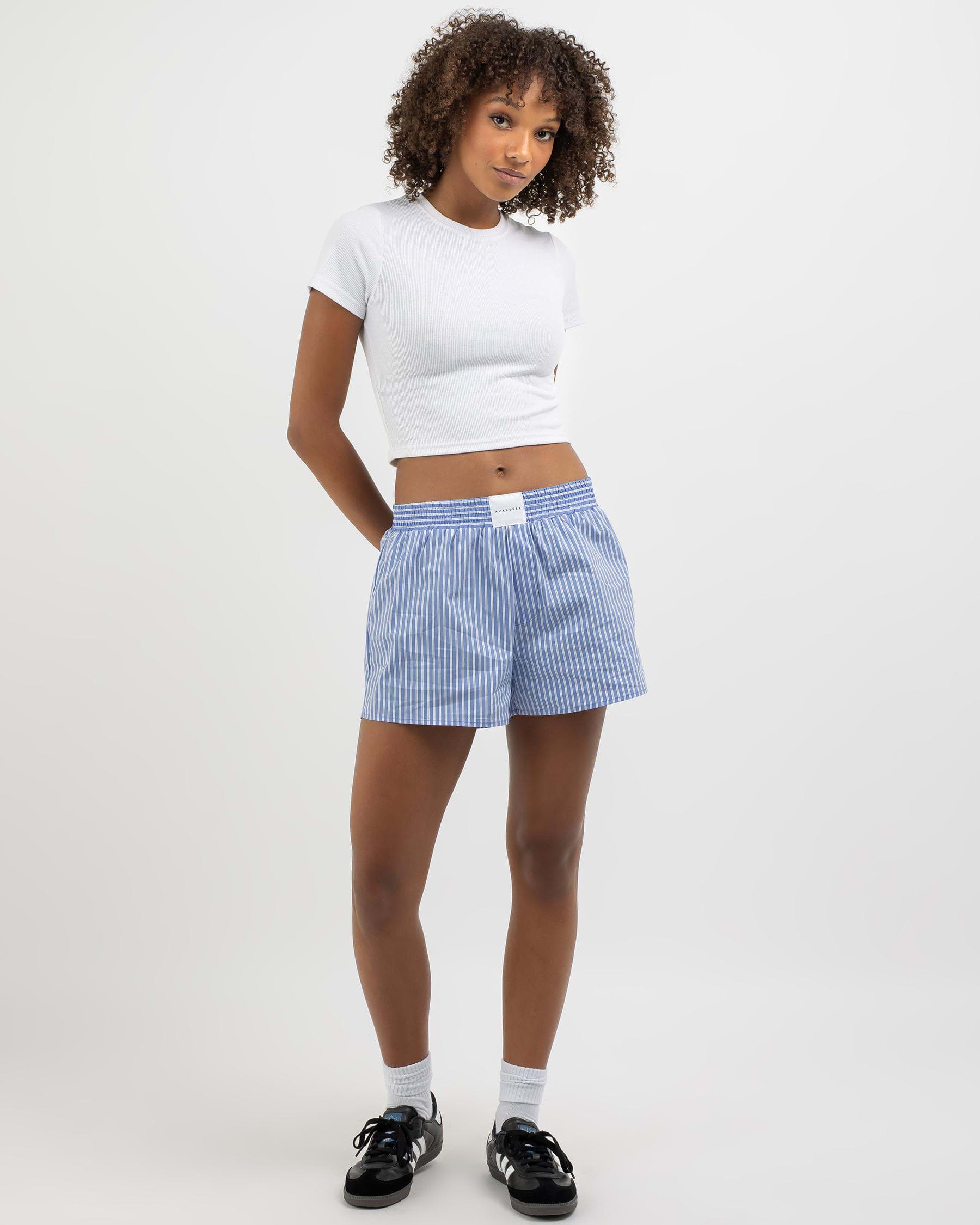 Shop Ava And Ever Noah Shorts In Blue Stripe - Fast Shipping & Easy ...