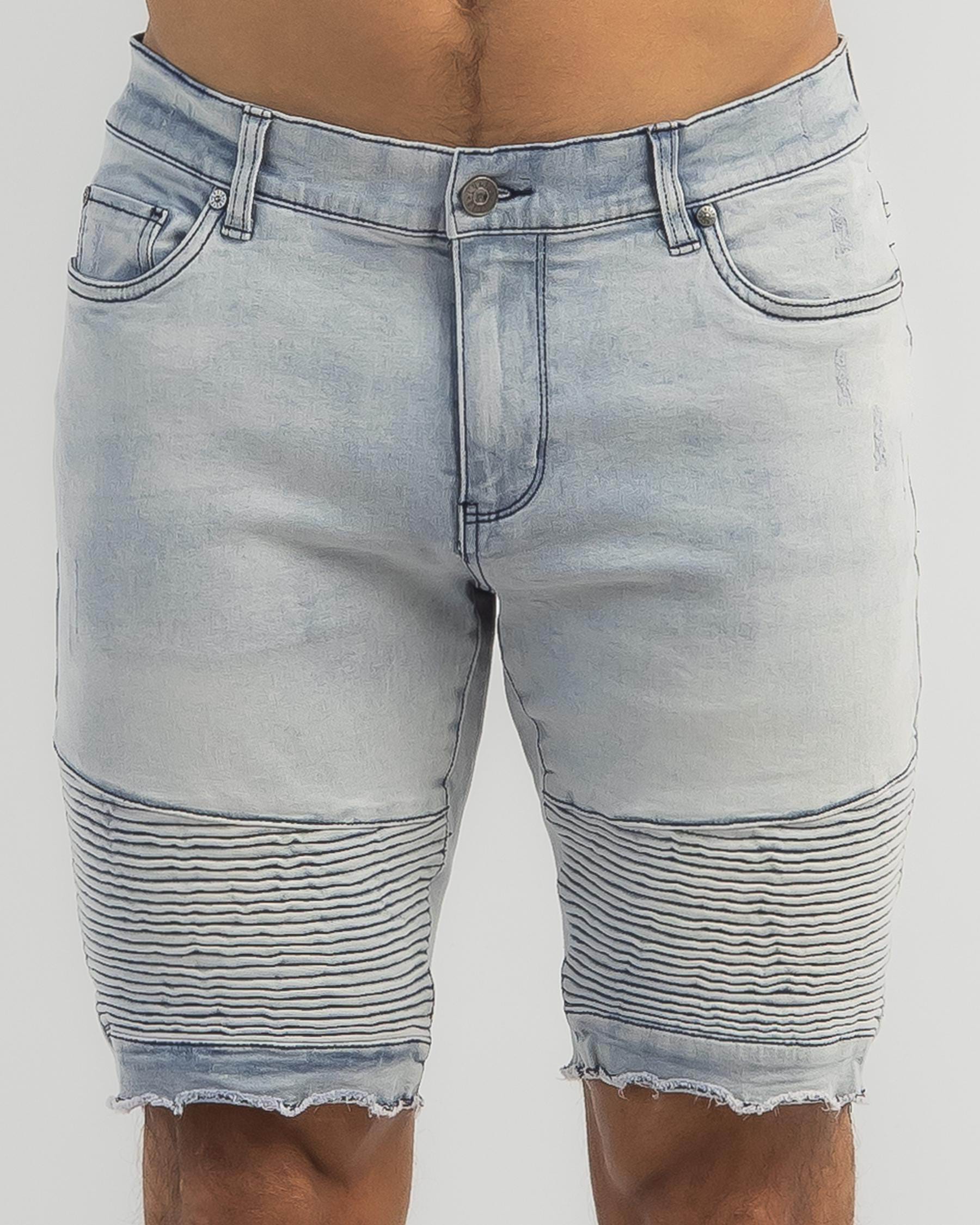 Shop Lucid Expansion Denim Shorts In Light Blue - Fast Shipping & Easy ...