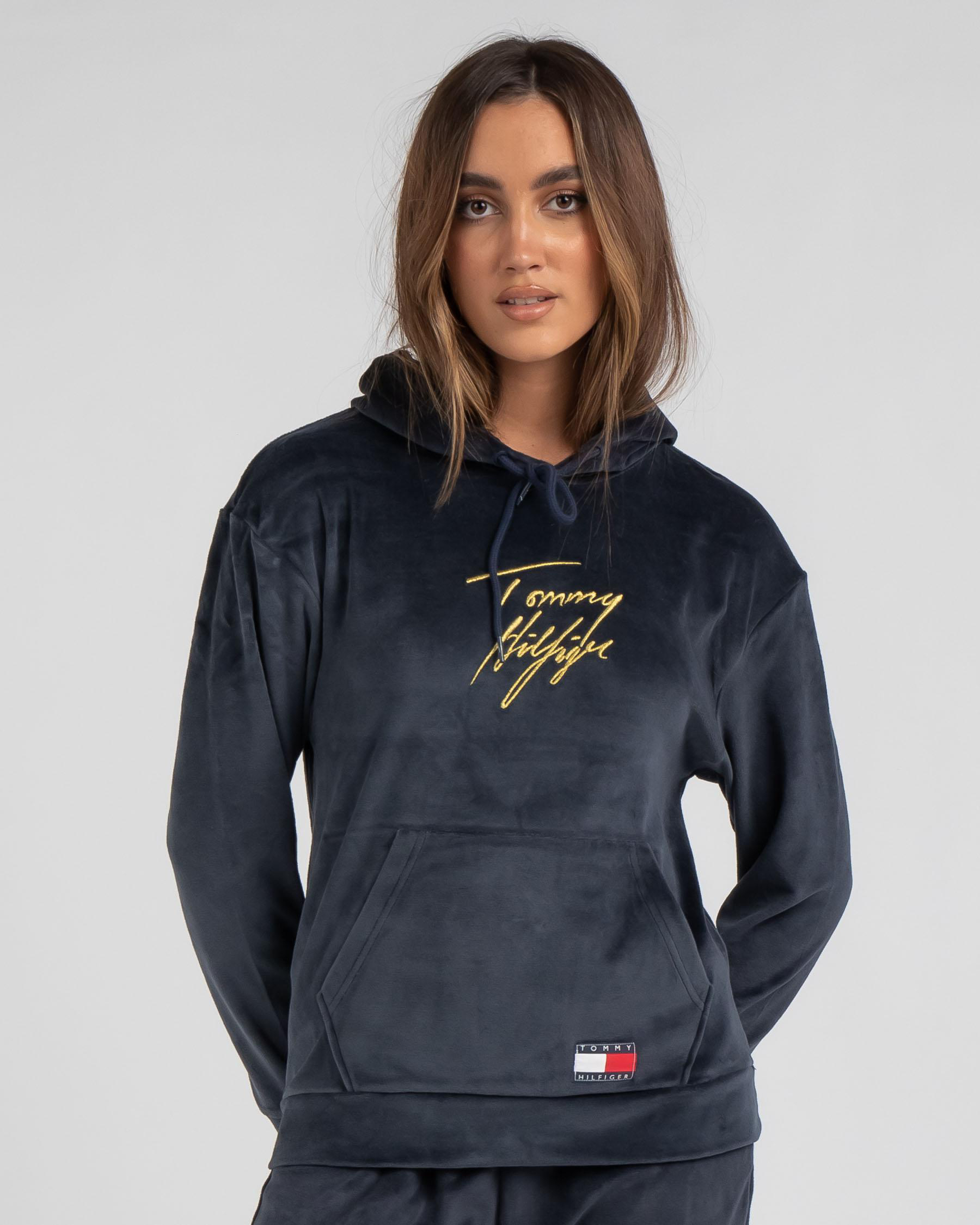 tommy hilfiger underwear oh hoodie velour desert sky m