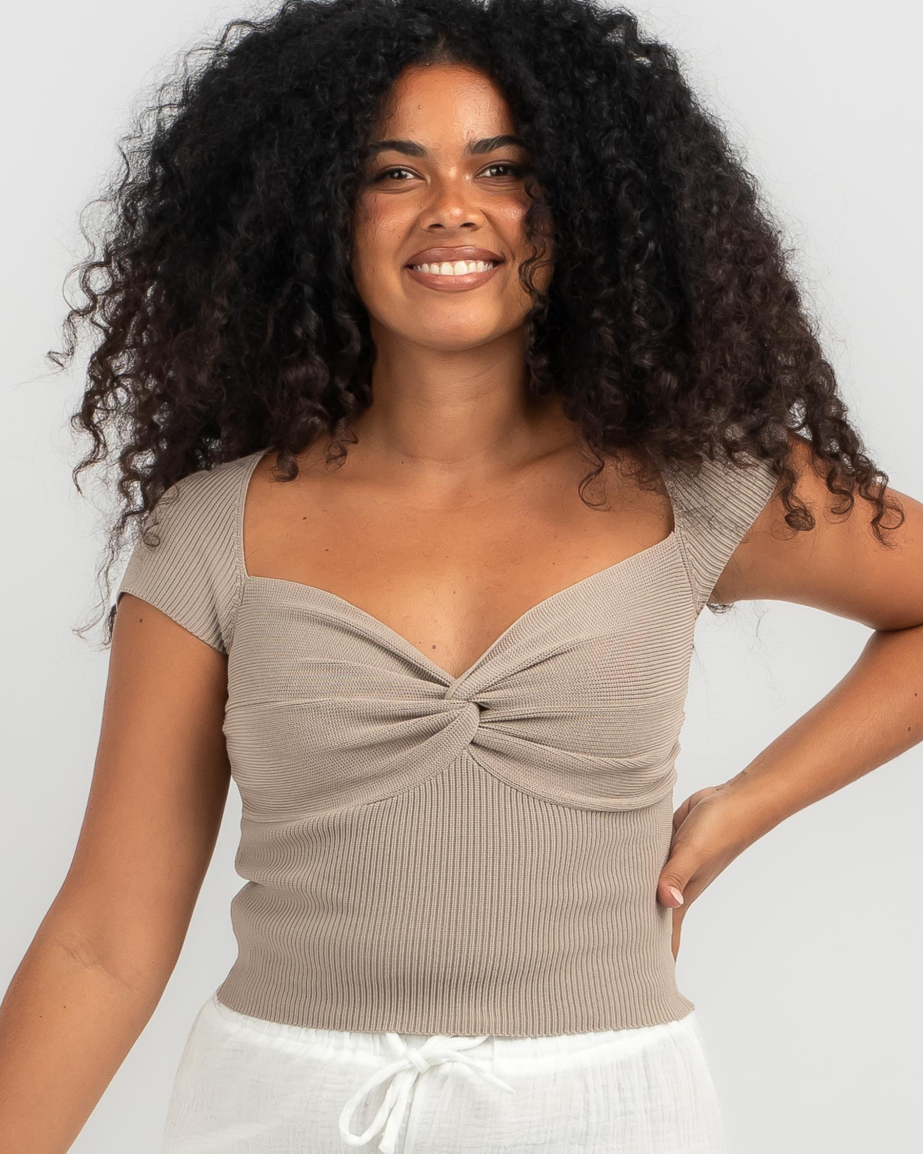 Mooloola Georgia Knit Top In Milk Taupe Free Shipping And Easy Returns City Beach United States