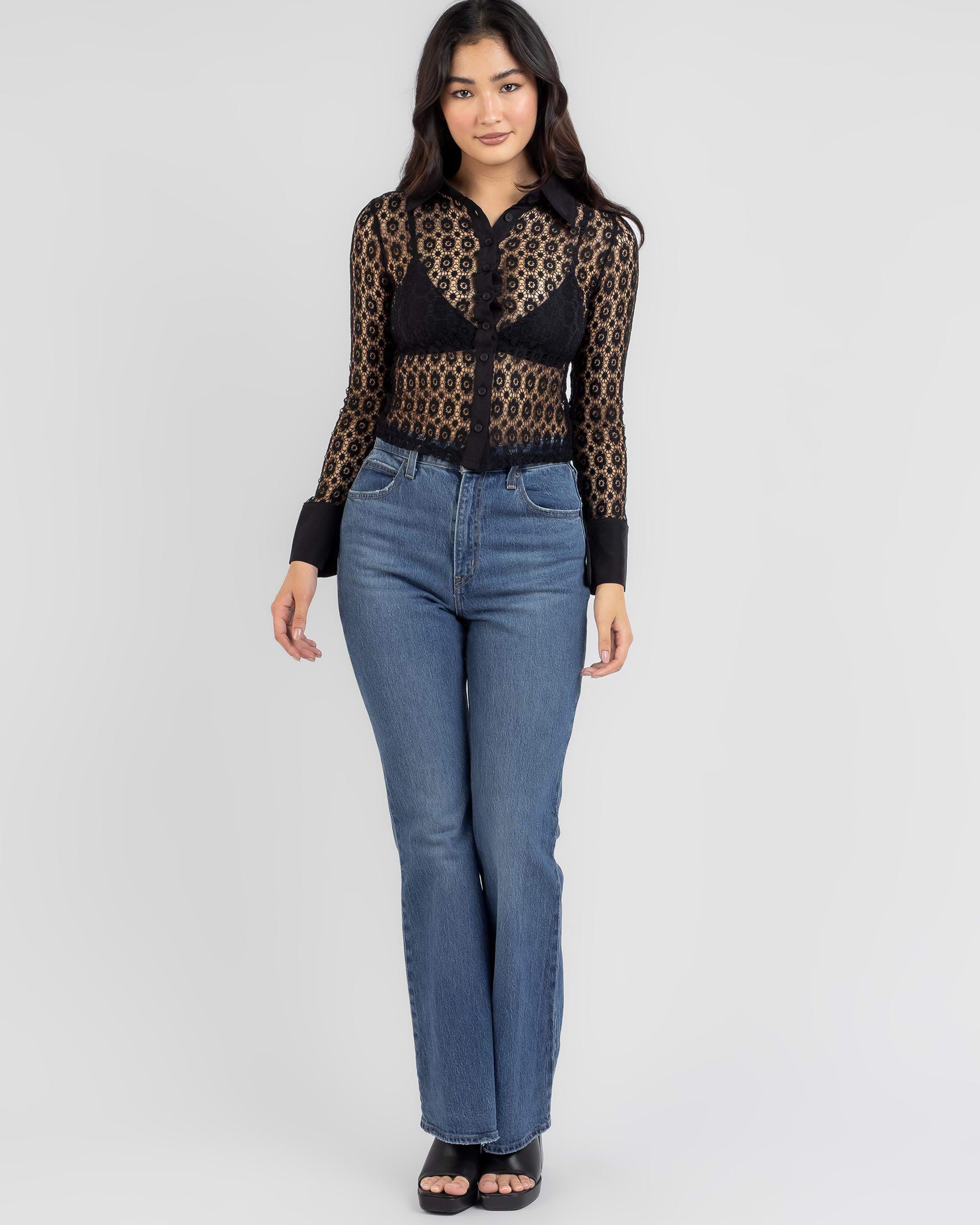 Shop Ava And Ever Cleo Lace Long Sleeve Shirt In Black - Fast Shipping ...