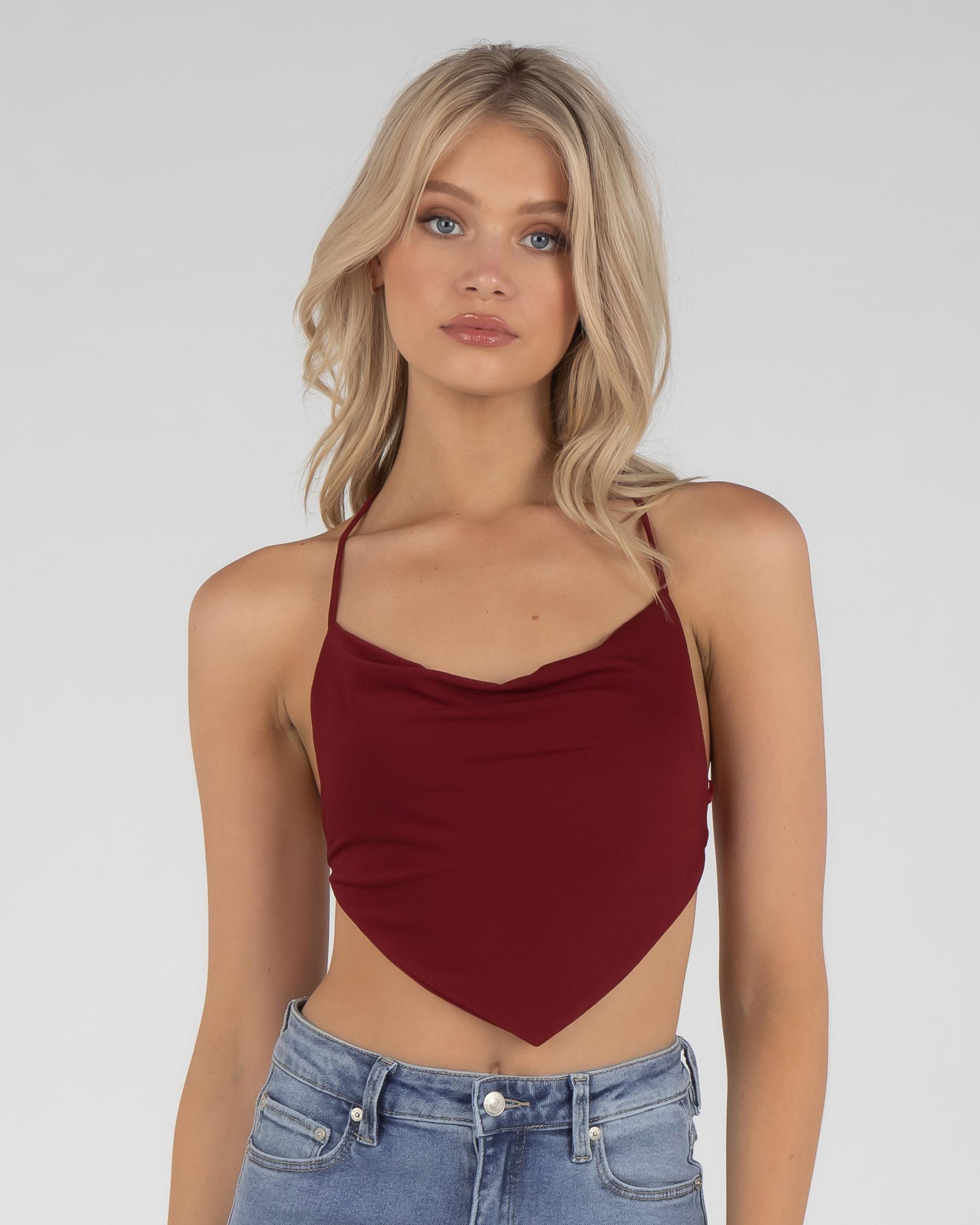 Shop Ava And Ever Cherry Bomb Halter Top In Berry Fast Shipping