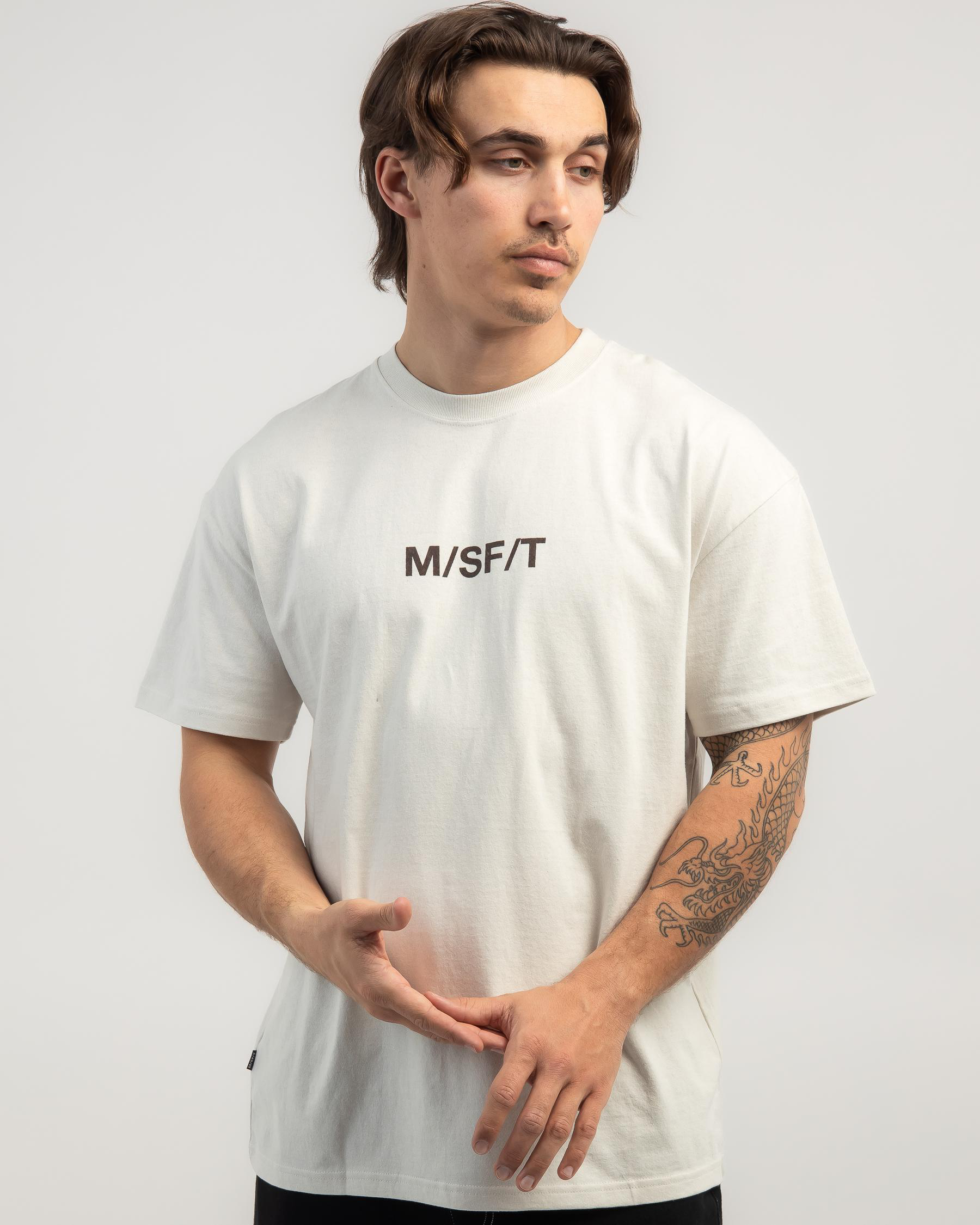 Shop M/SF/T Super Corprate 2.0 T-Shirt In Thrift White - Fast Shipping ...