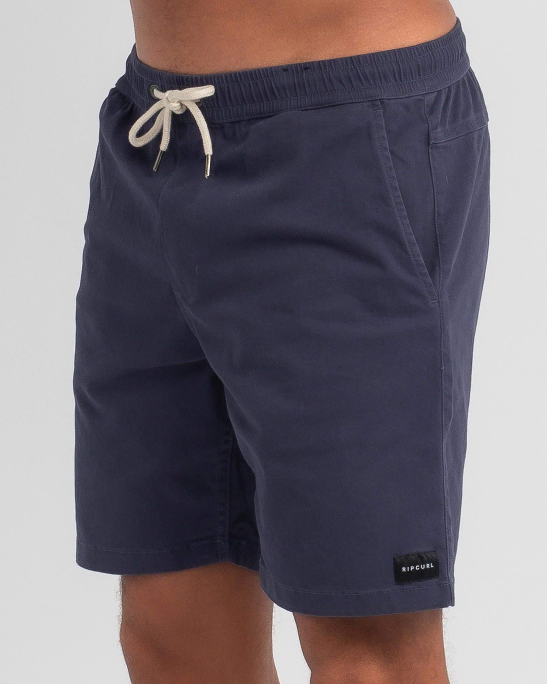 Shop Rip Curl Re-Entry Elastic Waist Walk Shorts In Navy - Fast ...