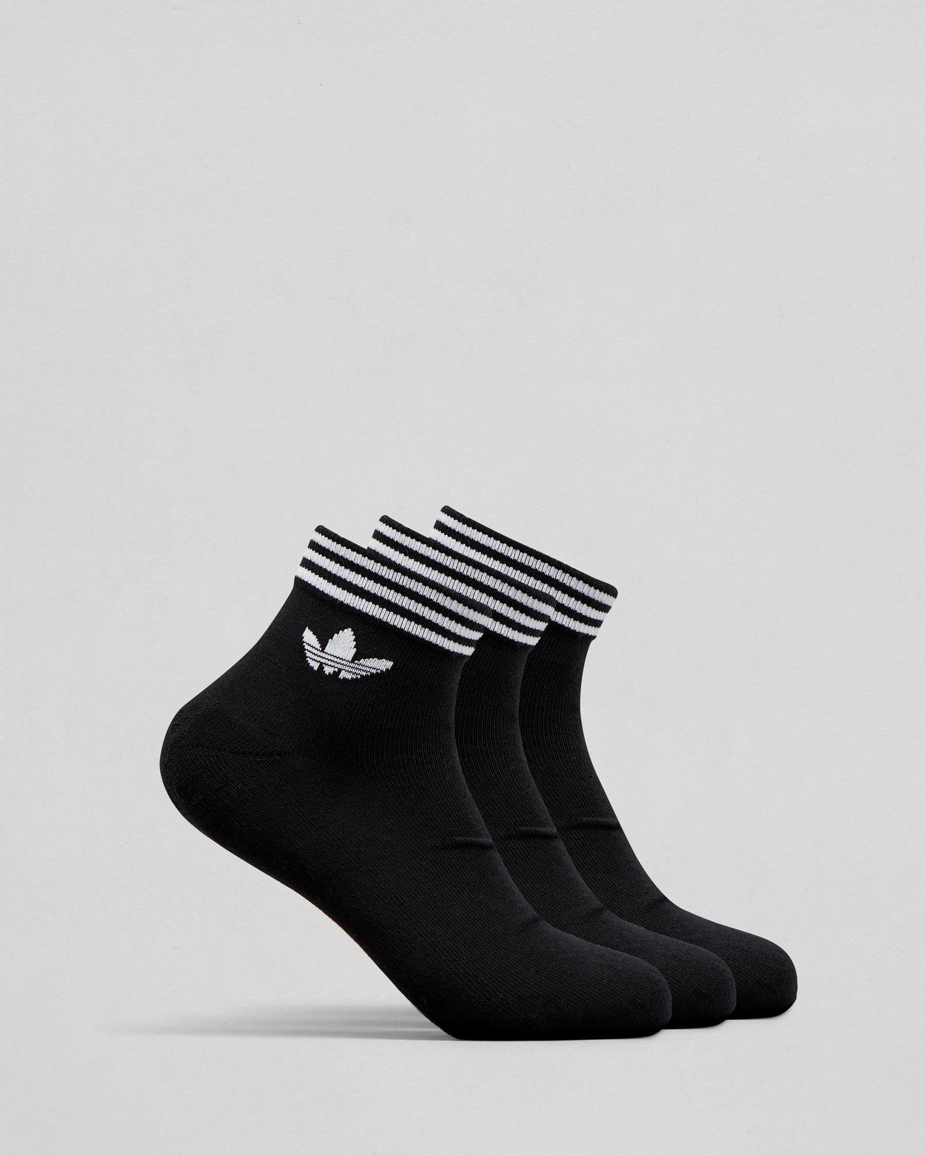 Adidas Trefoil Ankle Sock 3pk In Black/white - Fast Shipping & Easy ...