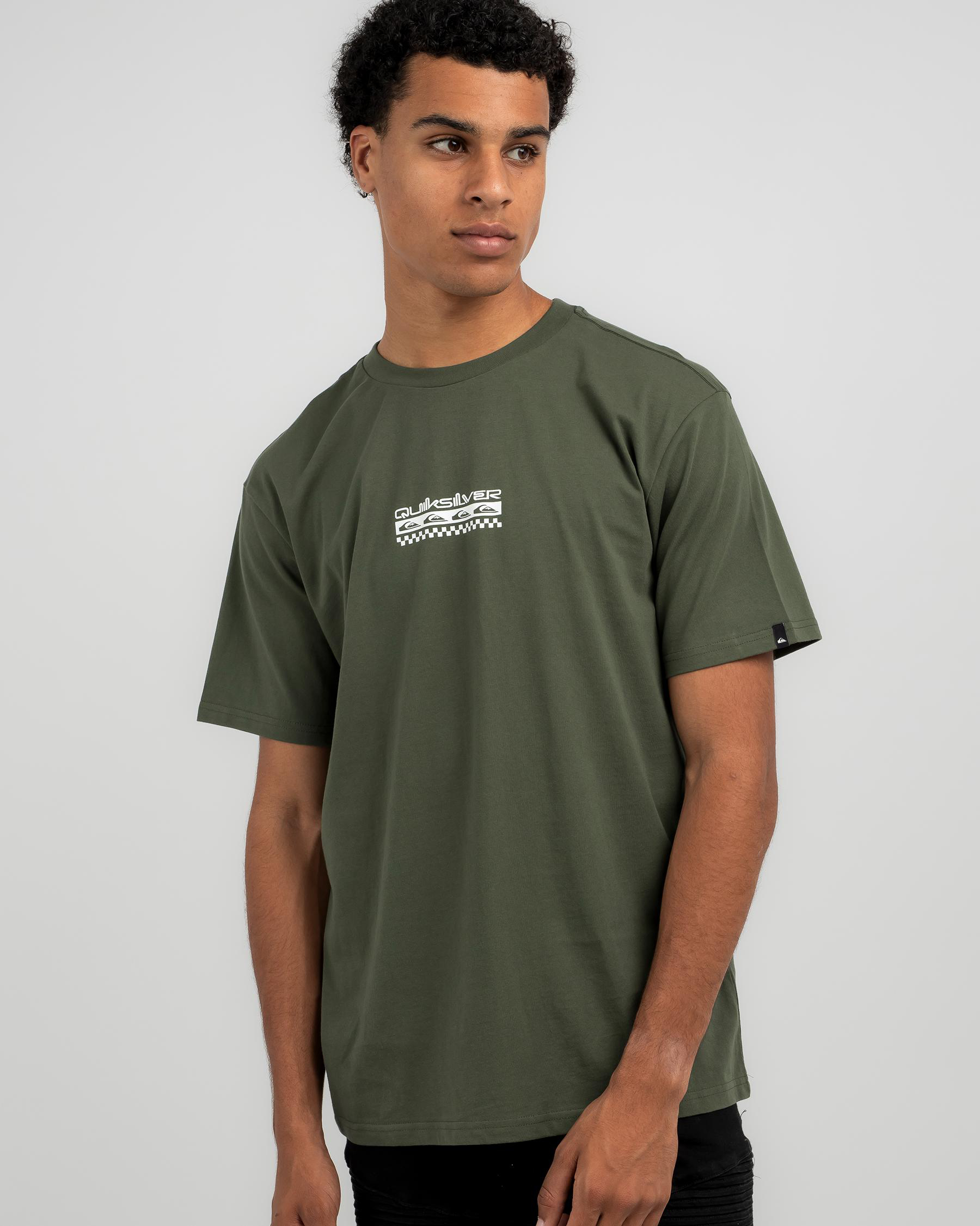 Shop Quiksilver Omni Check Turn T-Shirt In Climbing Ivy - Fast Shipping ...