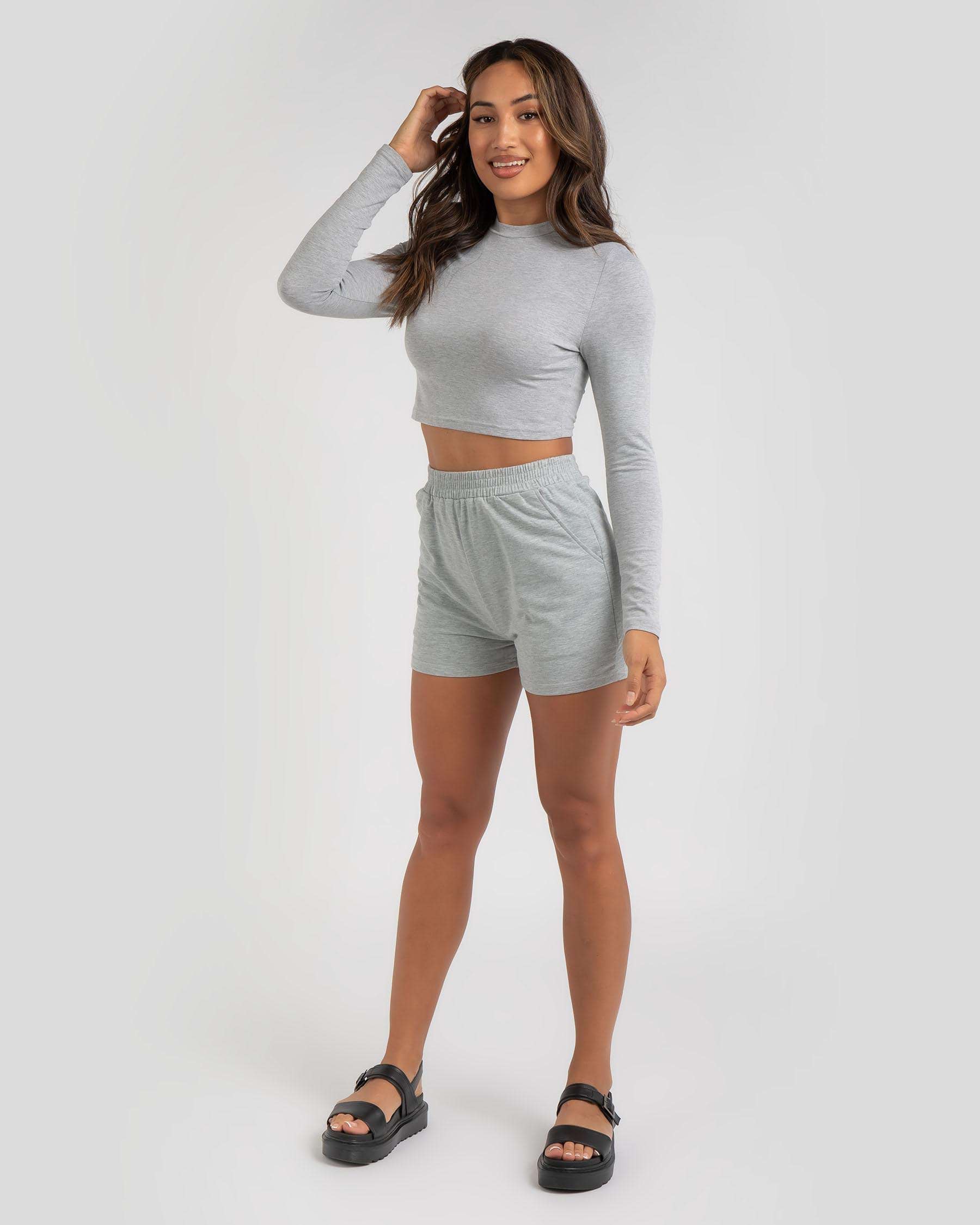 Shop Ava And Ever Felicity Shorts In Grey - Fast Shipping & Easy ...