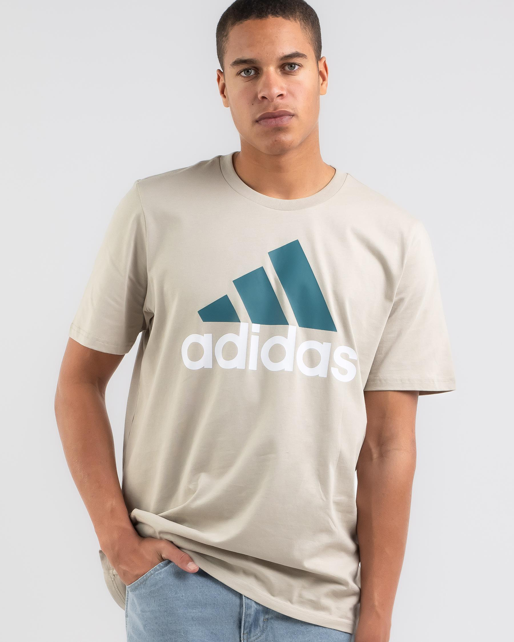 Shop adidas Big Logo T-Shirt In Wonder Beige - Fast Shipping & Easy ...