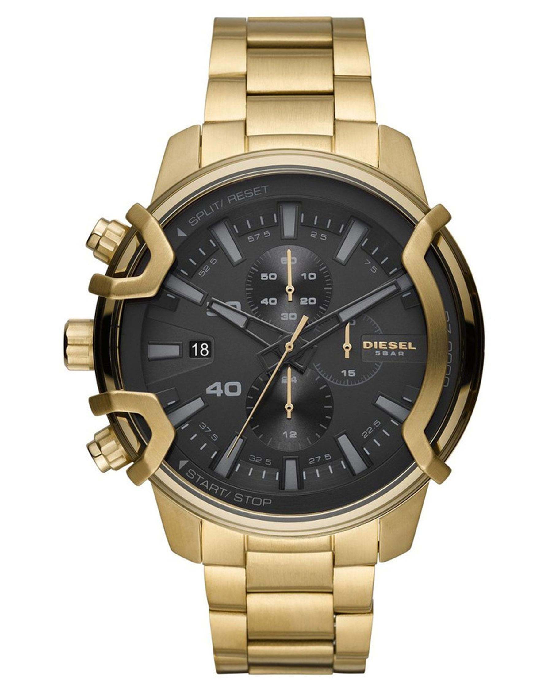 Diesel Griffed Watch In Gold/black - Fast Shipping & Easy Returns ...