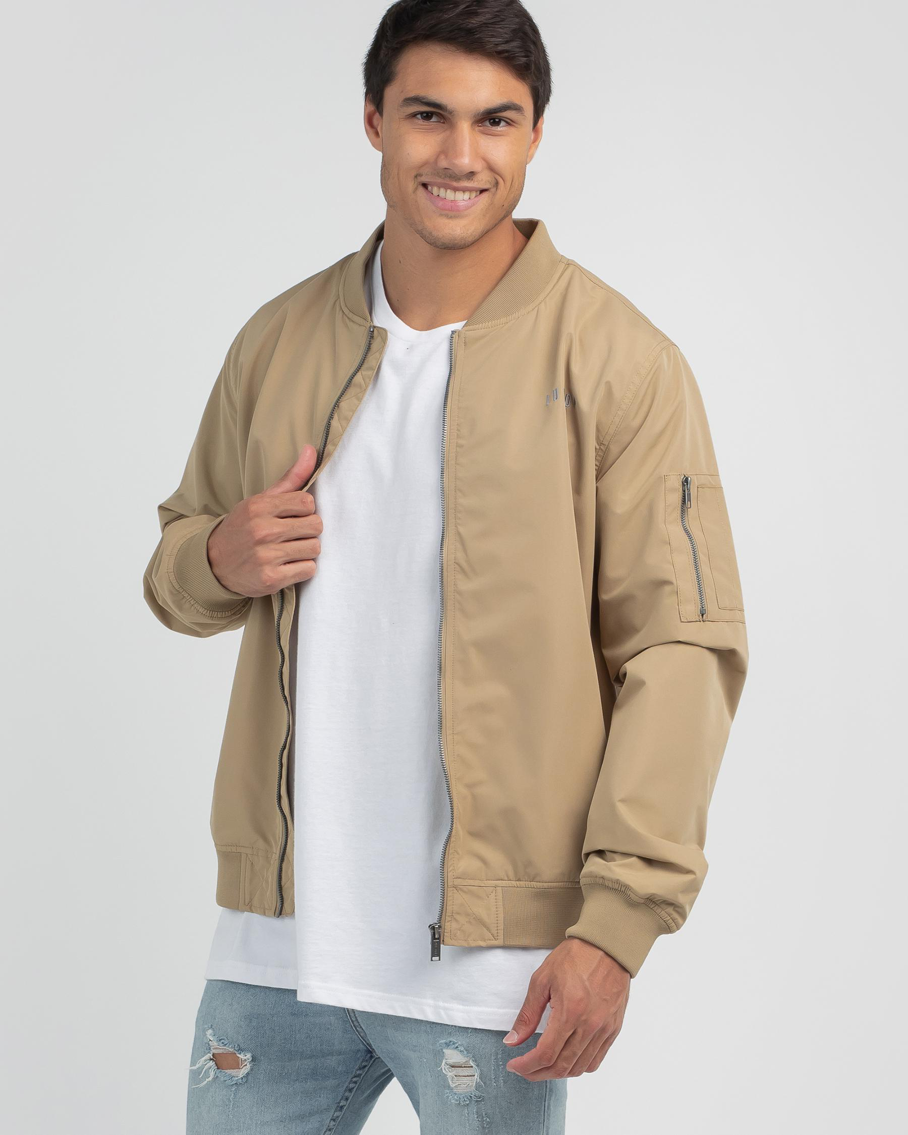 Shop Lucid Official Bomber Jacket In Light Tan - Fast Shipping & Easy ...