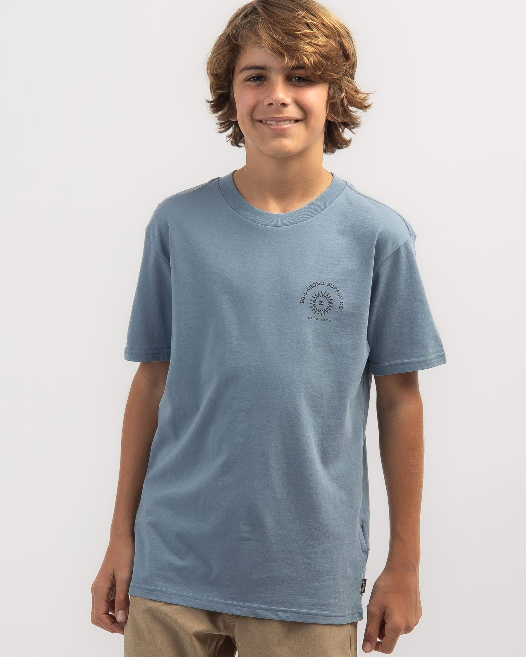 Shop Billabong Boys' Sundown T-Shirt In Washed Blue - Fast Shipping ...