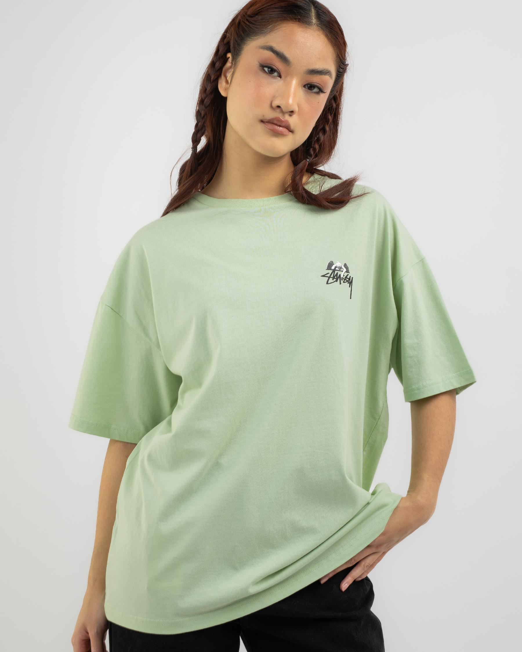 Shop Stussy Angel Relaxed T-Shirt In Washed Green - Fast Shipping ...