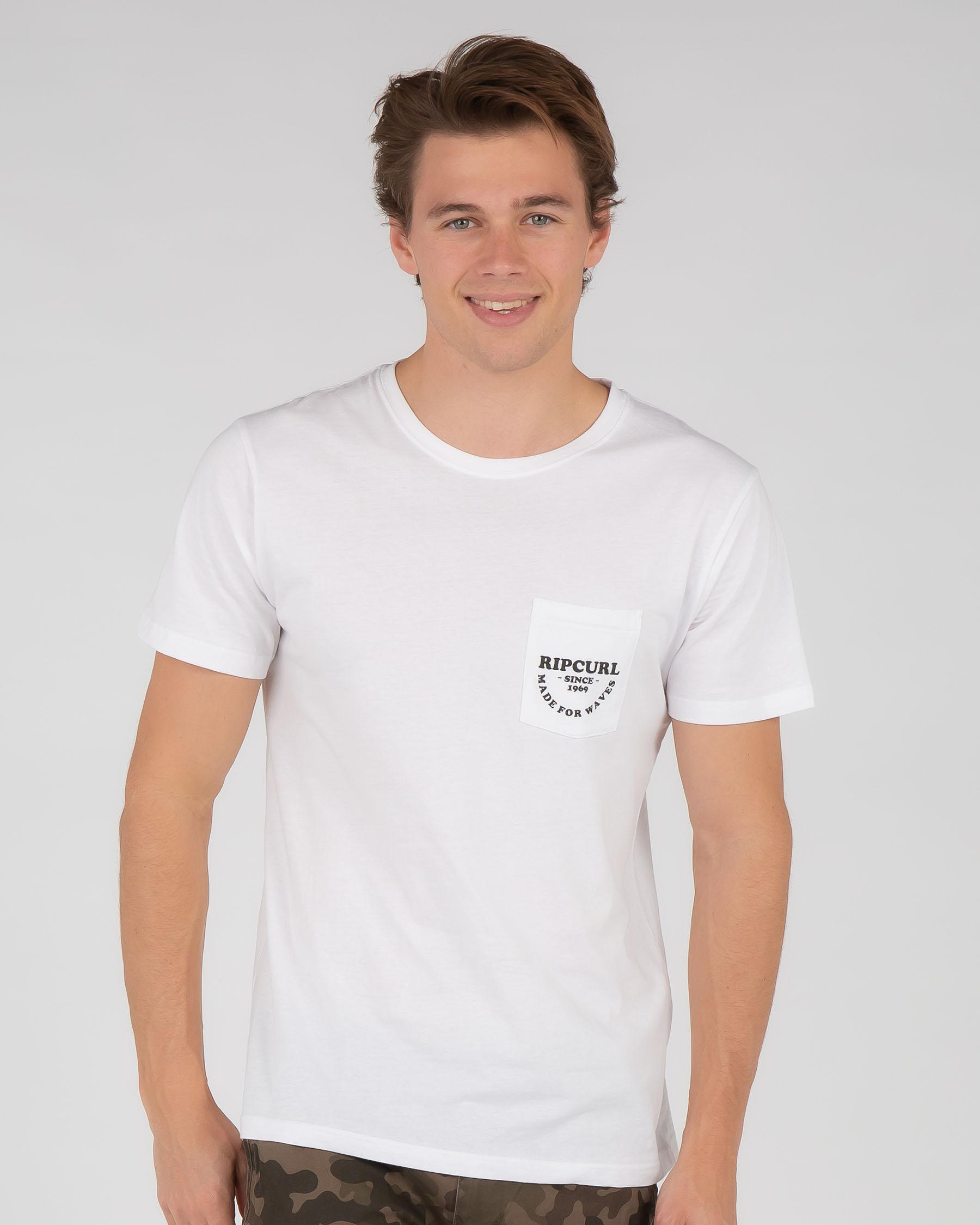 Shop Rip Curl Made For Pocket T-Shirt In White - Fast Shipping & Easy ...