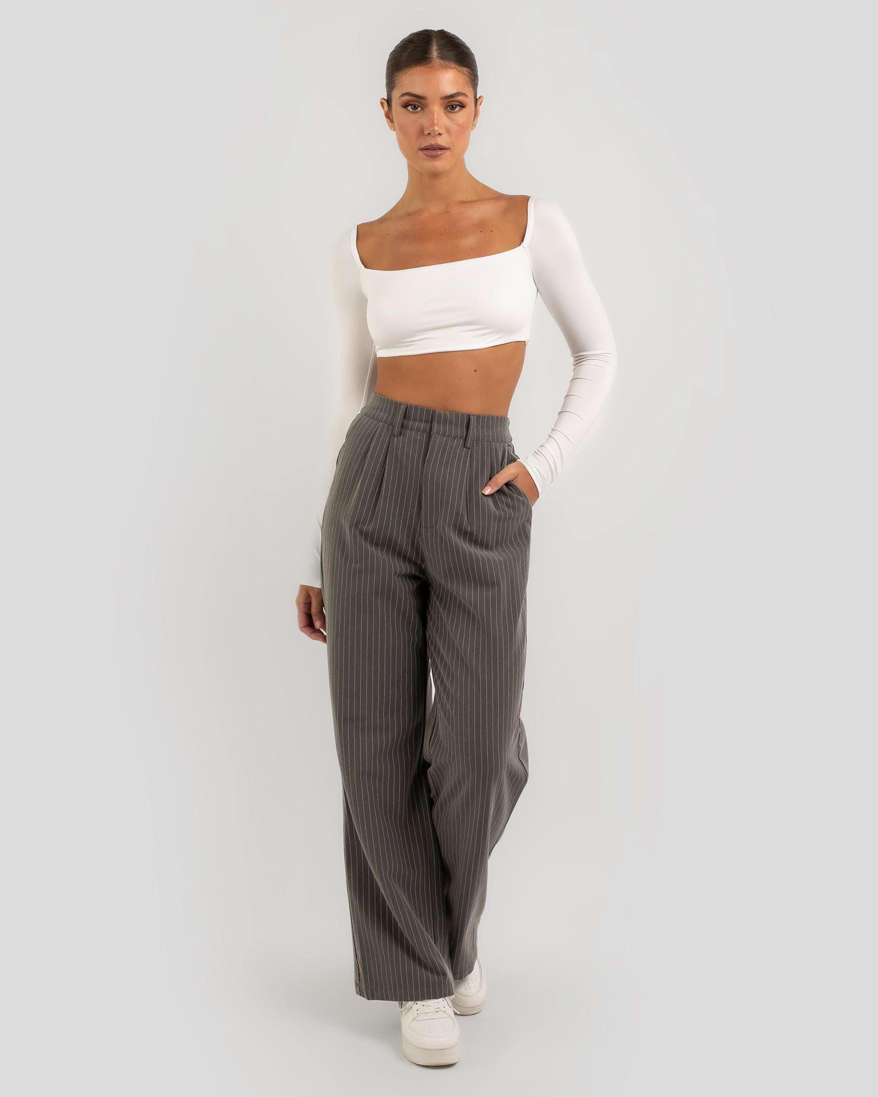 Shop Ava And Ever Emily Long Sleeve Ultra Crop Top In White - Fast ...