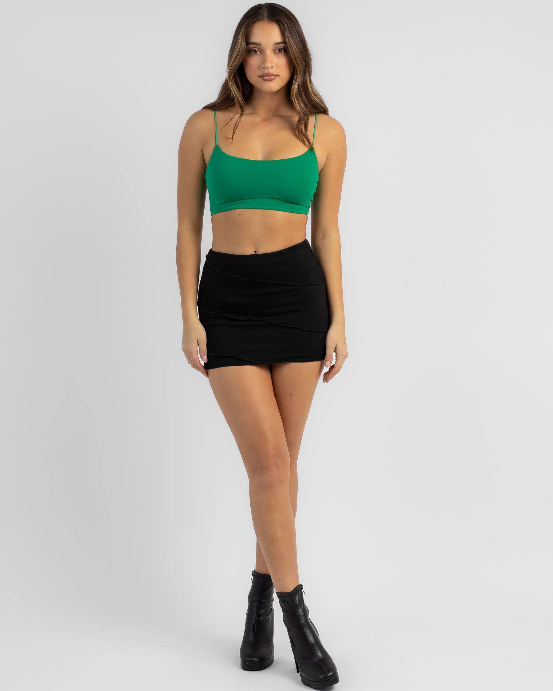 Shop Mooloola Basic Crop Top In Bright Green - Fast Shipping & Easy ...