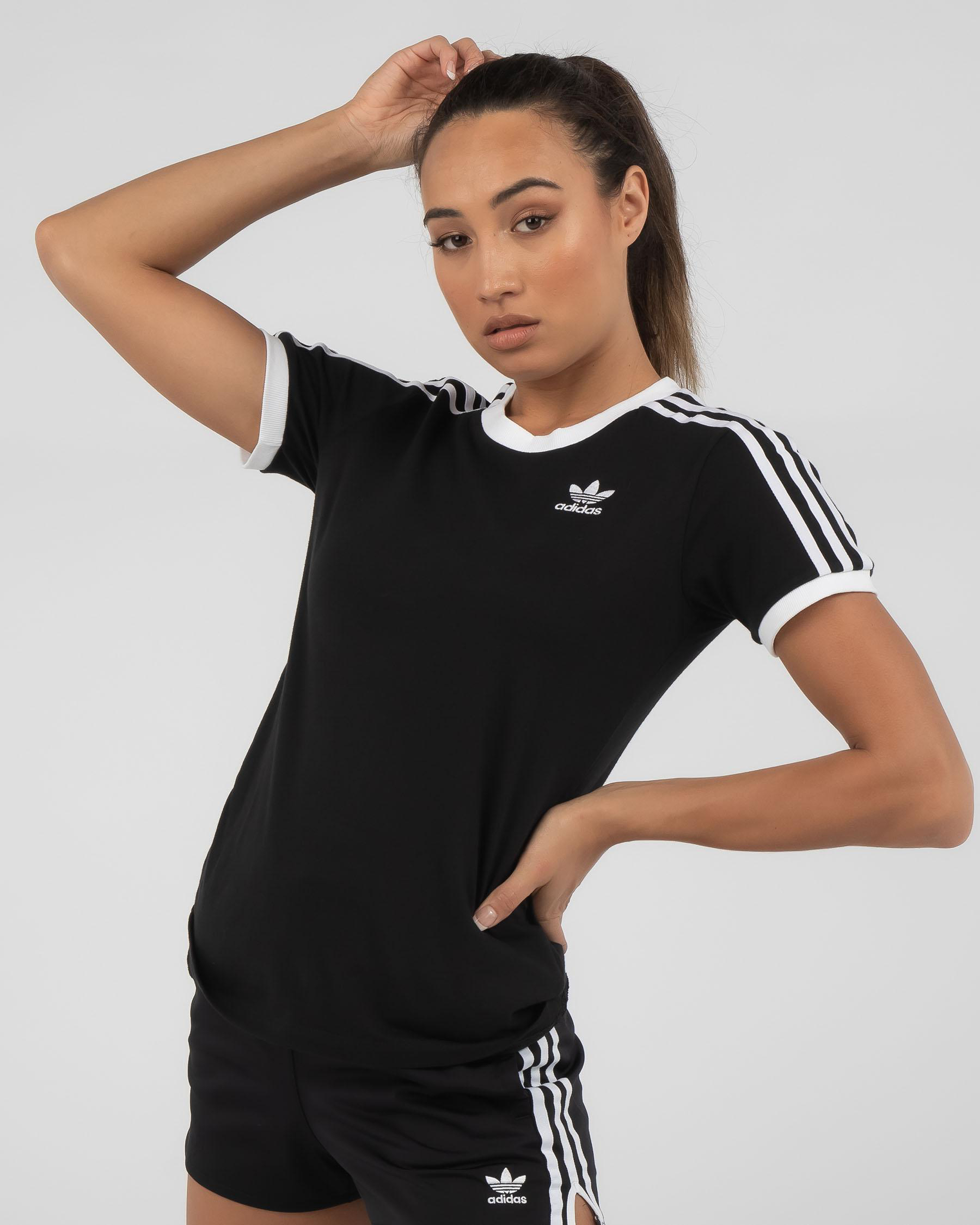 Shop adidas 3 Stripes T-Shirt In Black - Fast Shipping & Easy Returns ...