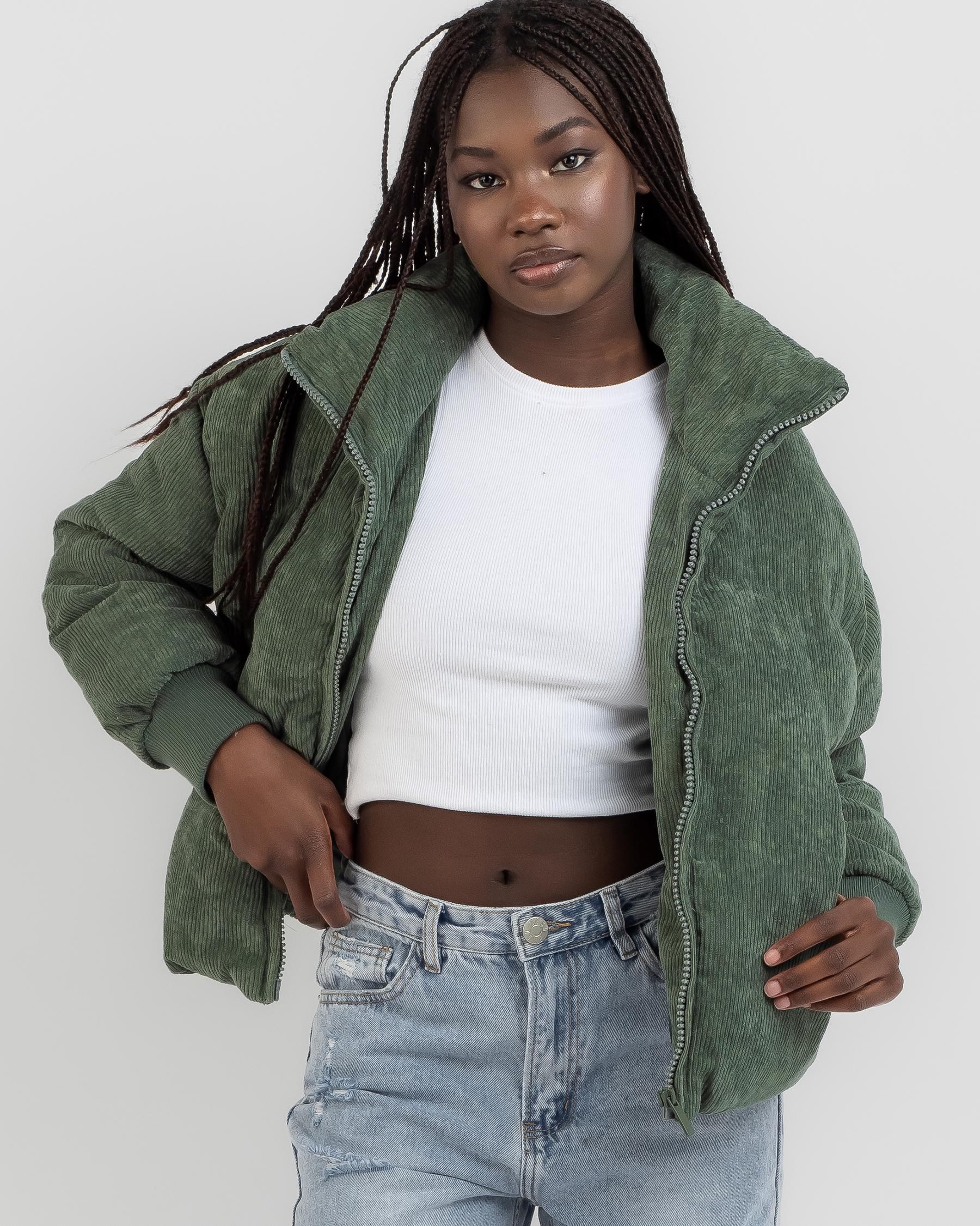 Shop Ava And Ever On Tour Puffer Jacket In Olive - Fast Shipping & Easy ...