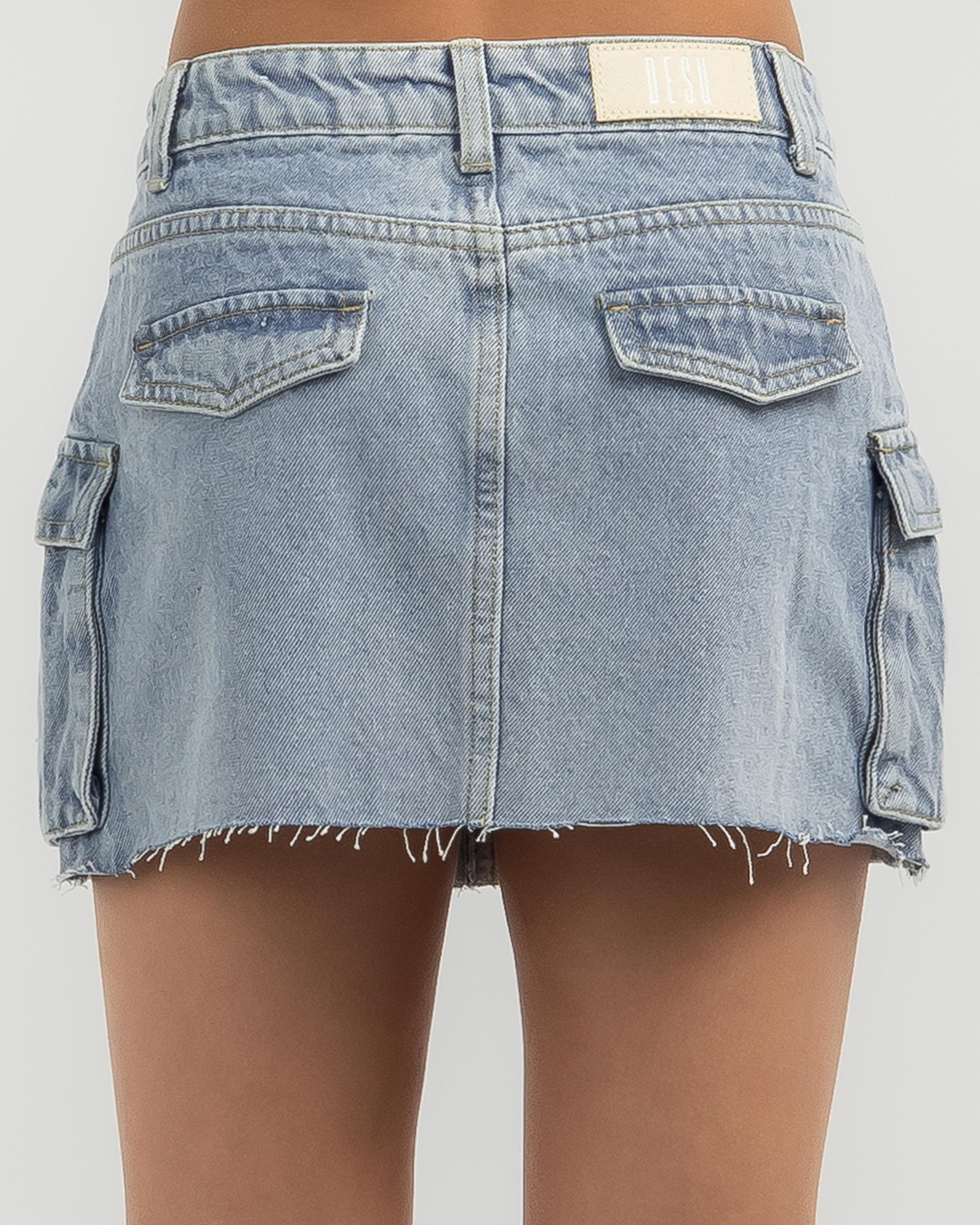 Shop DESU Girls' Cargo Mini Skirt In Light Mid Blue - Fast Shipping ...